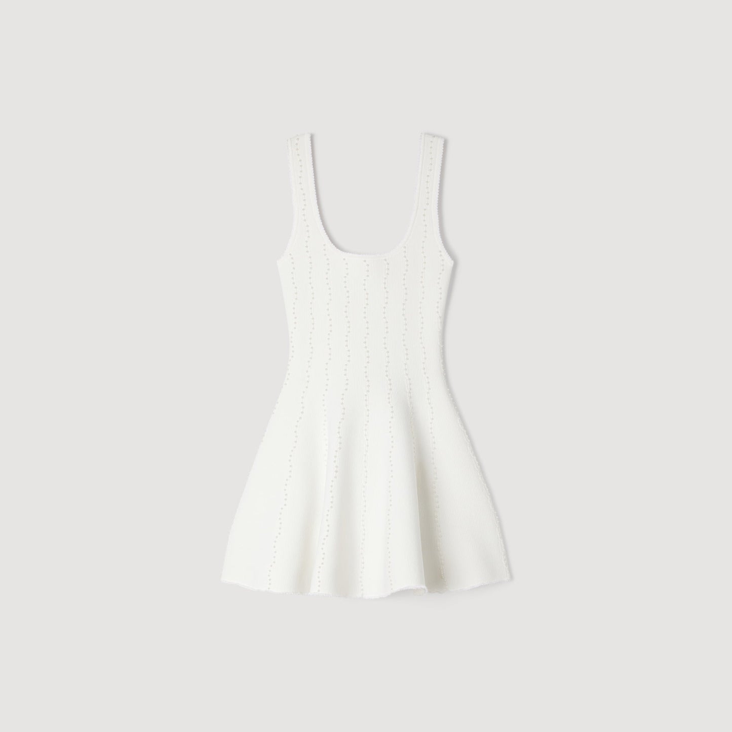 Lyssandra Beaded Knit Short Dress WHITE