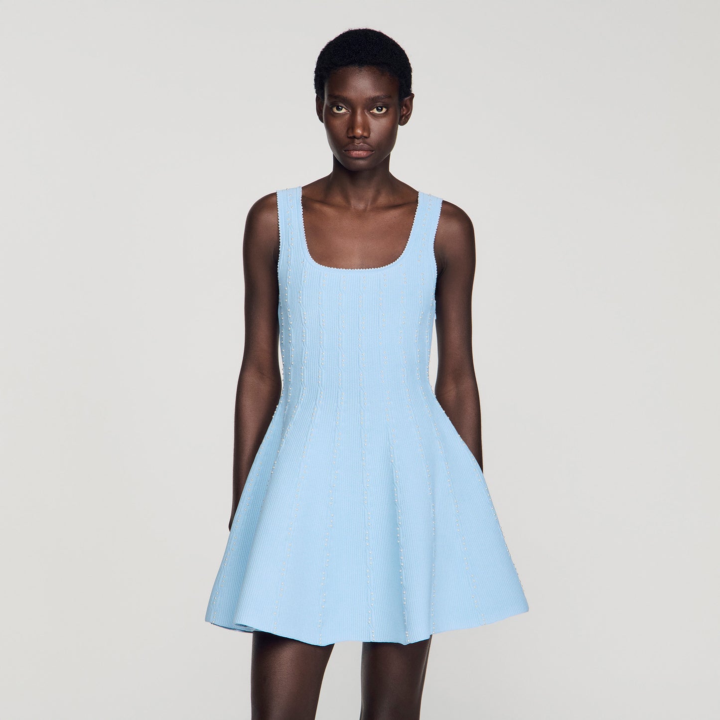 Lyssandro Beaded knit short dress Sky Blue