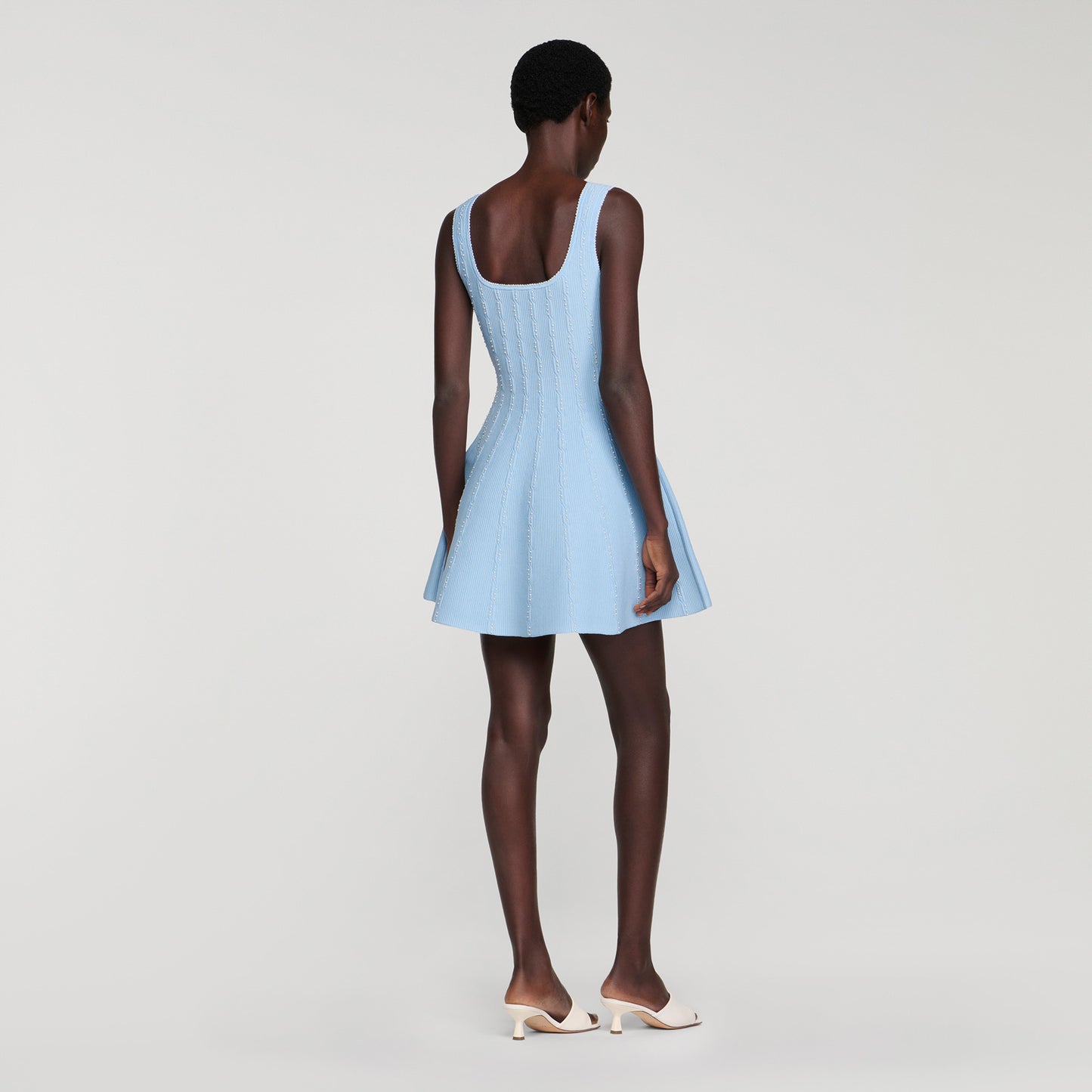 Lyssandro Beaded knit short dress Sky Blue