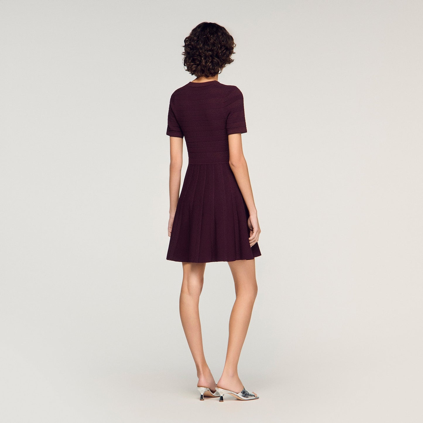 Milou Floral Print Knit Short Dress Brown