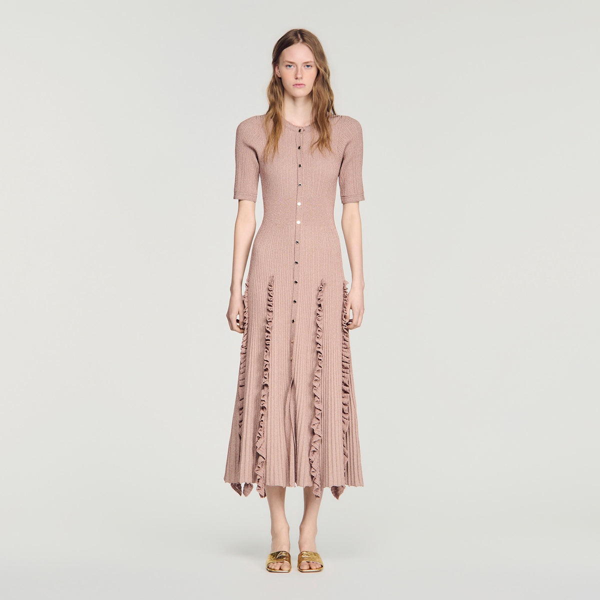 Pietrarosa Sparkling knit maxi dress Nude