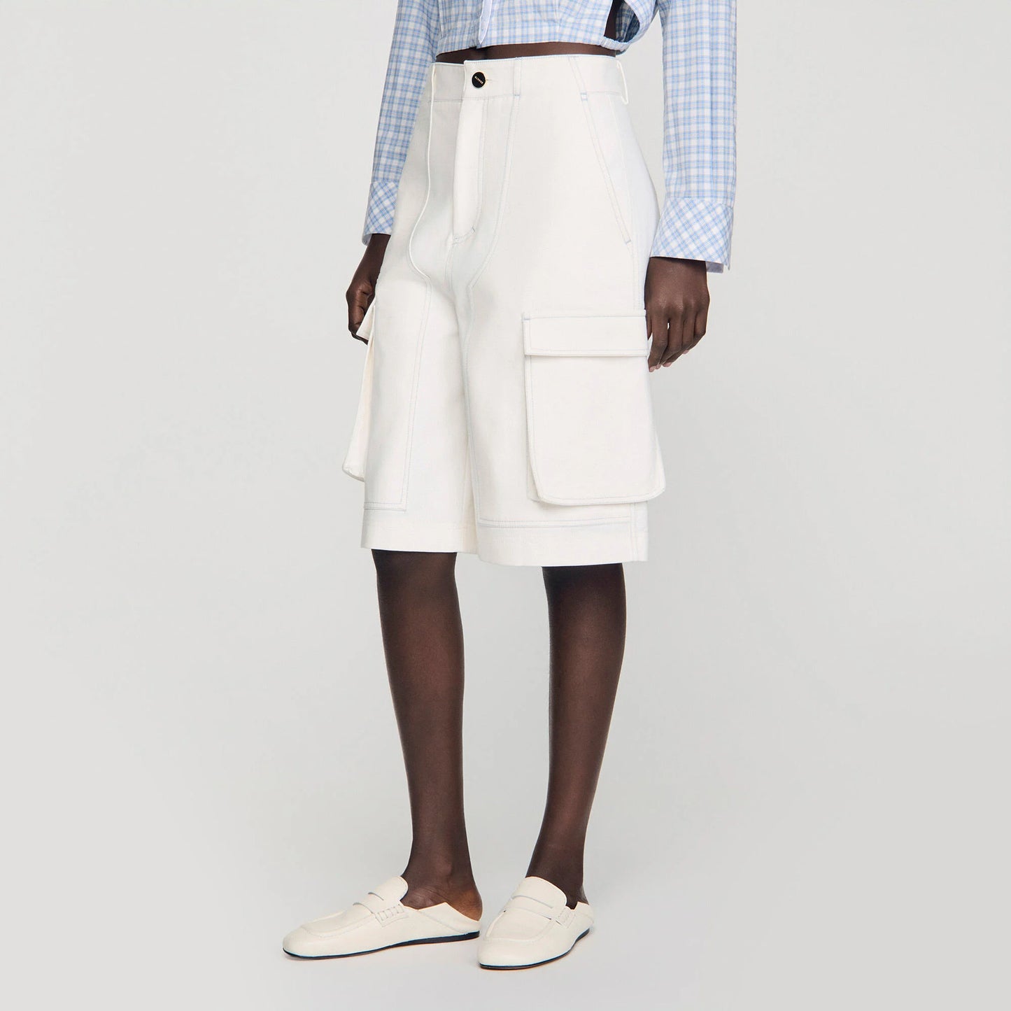 Tilio Wide-Leg Cotton Bermuda Shorts White