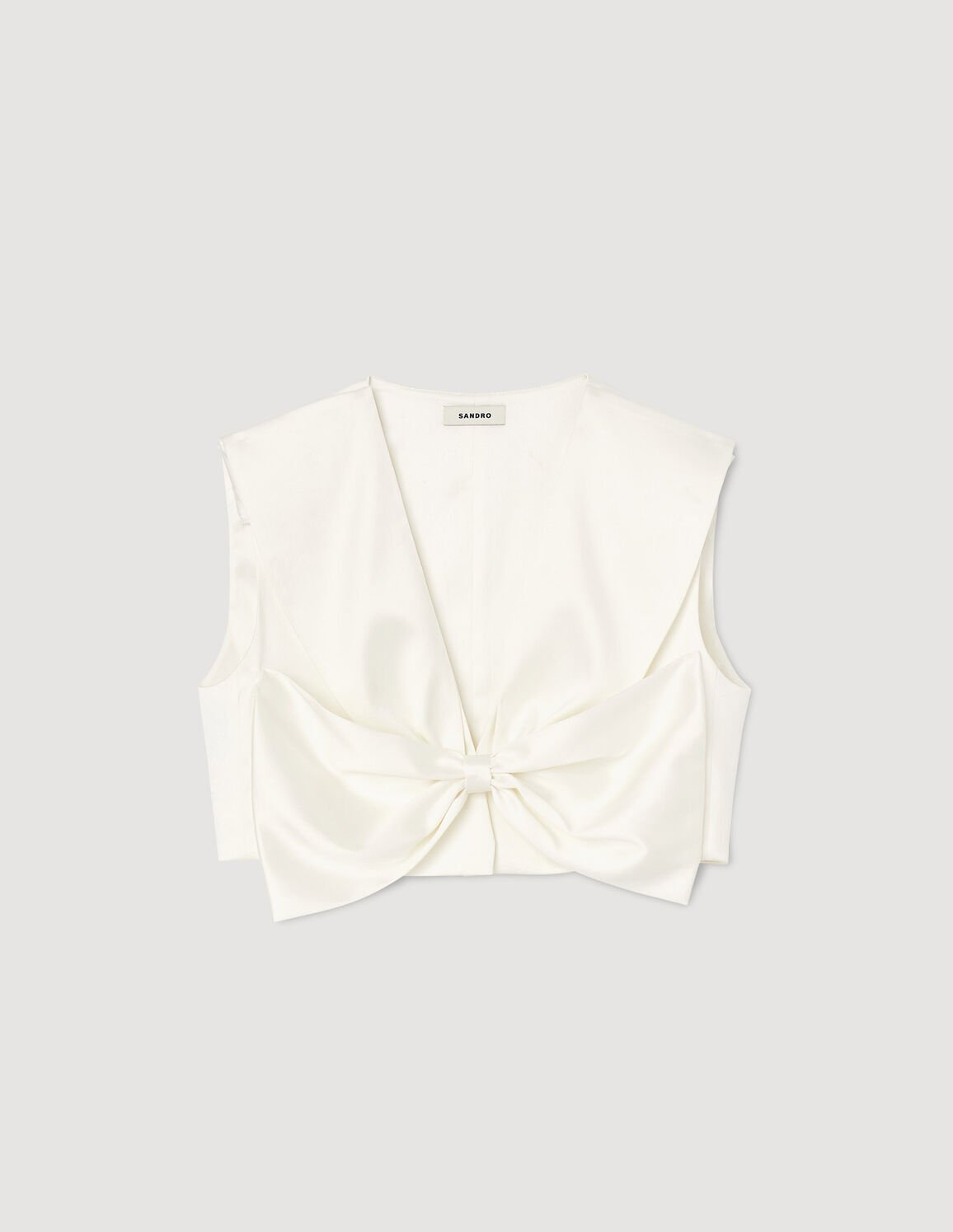 Satin-Effect Crop Top white