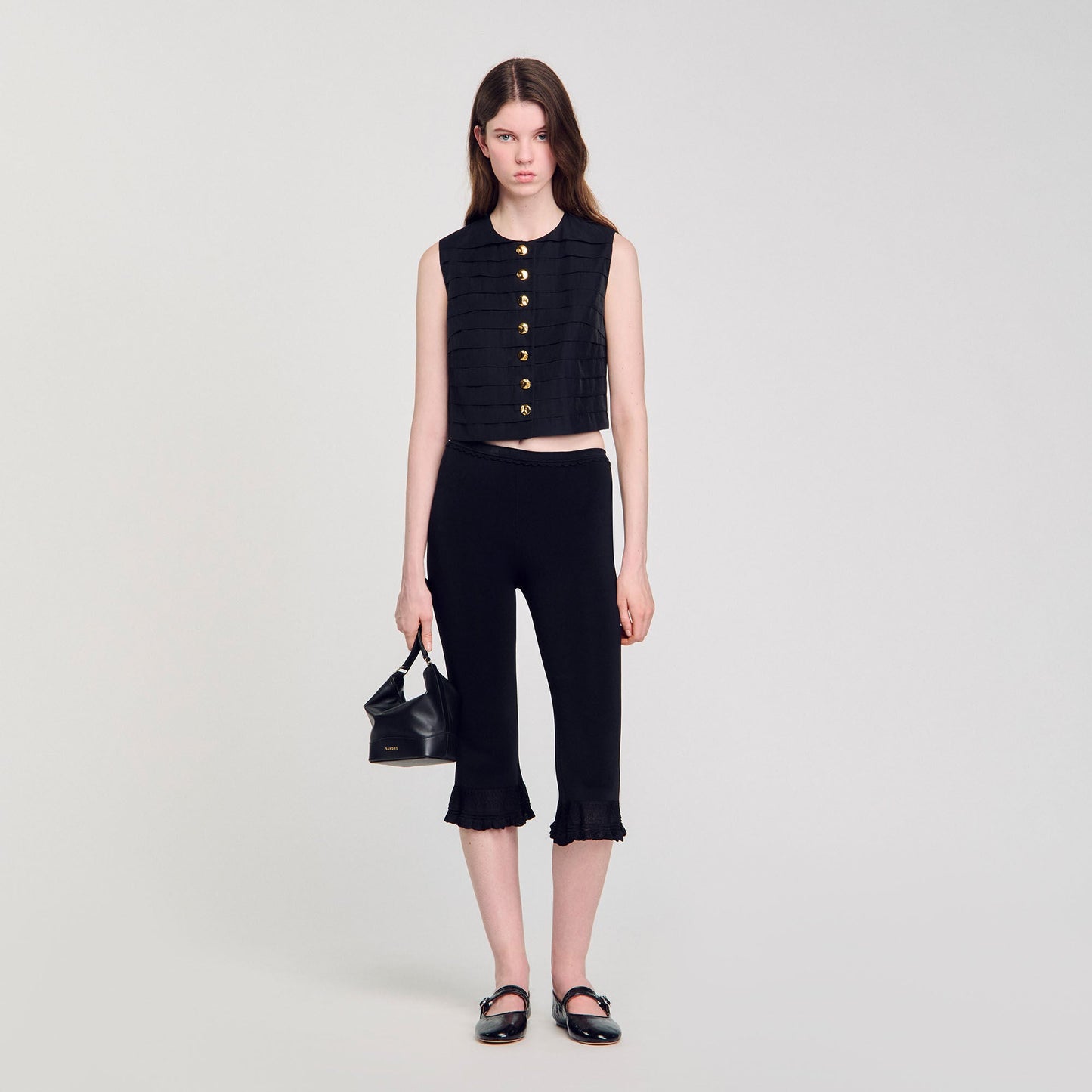 Eilat Pleated Crop Top Black