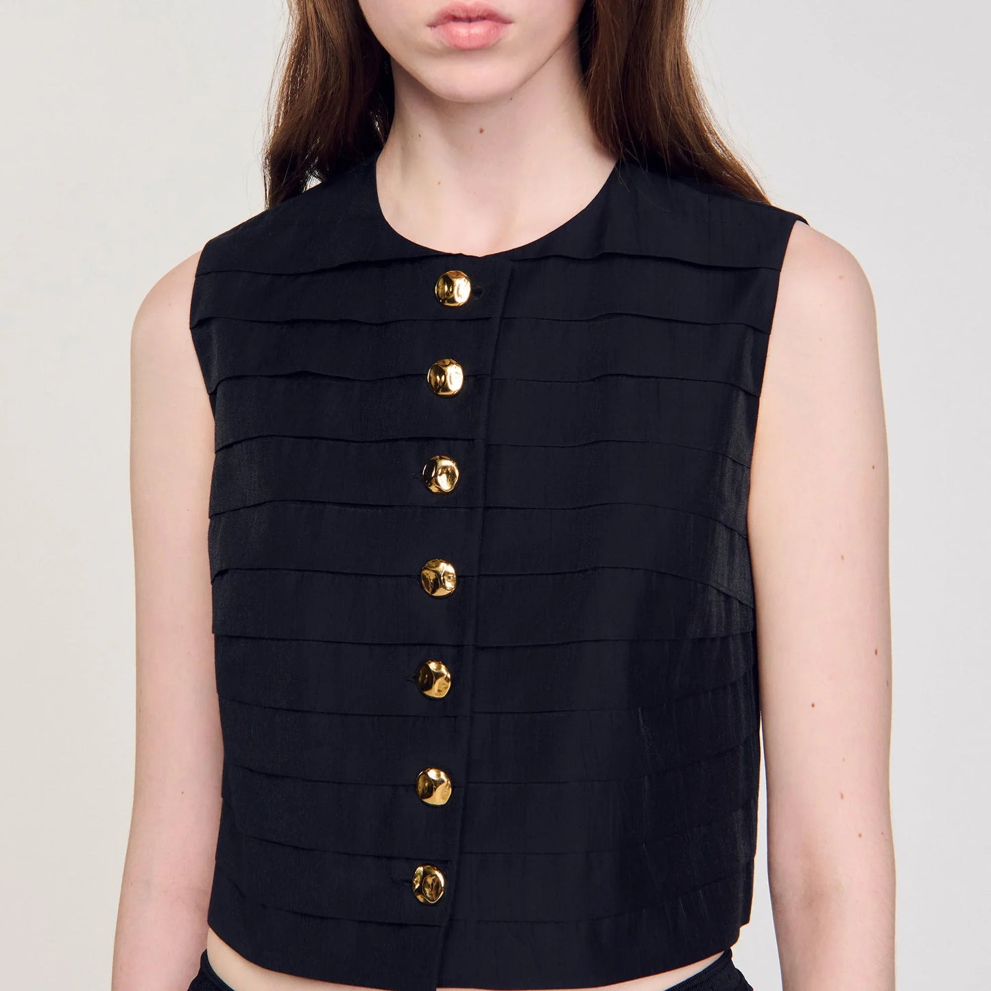 Eilat Pleated Crop Top Black