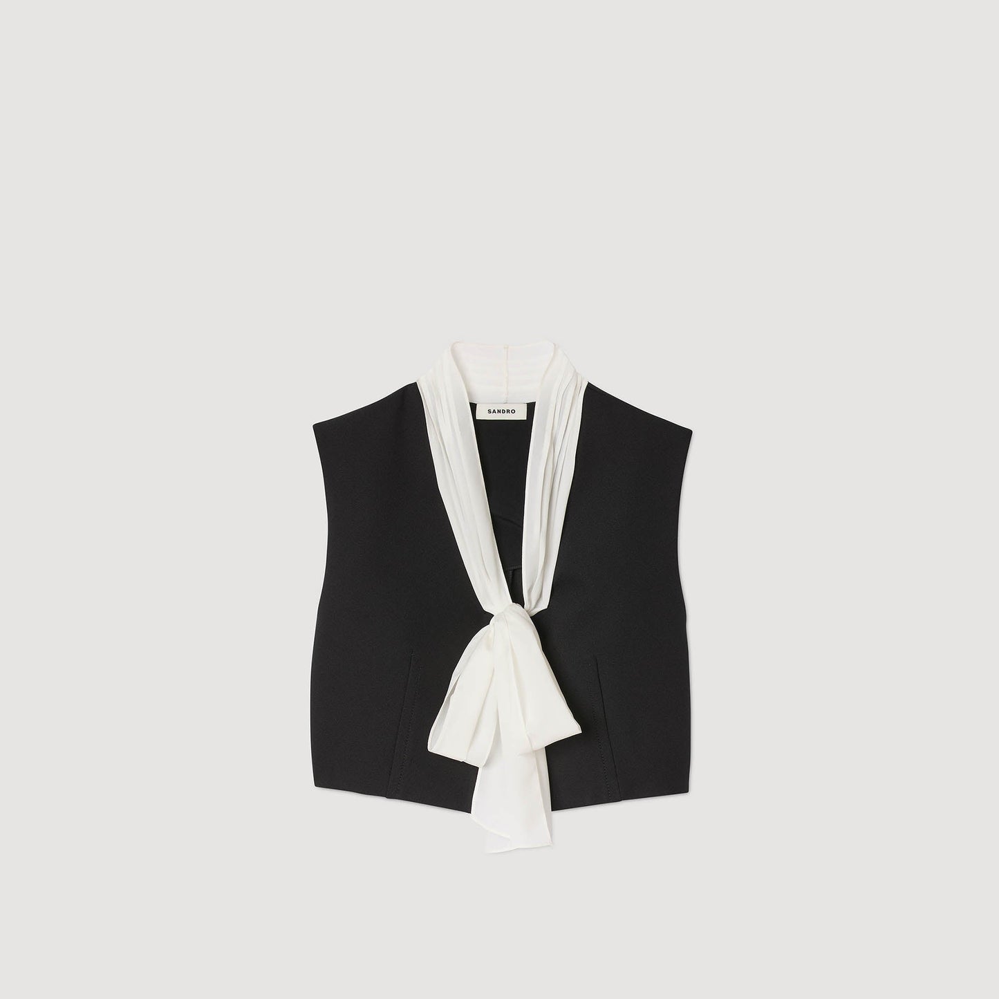 Serene Bow Neck Crop Top Black