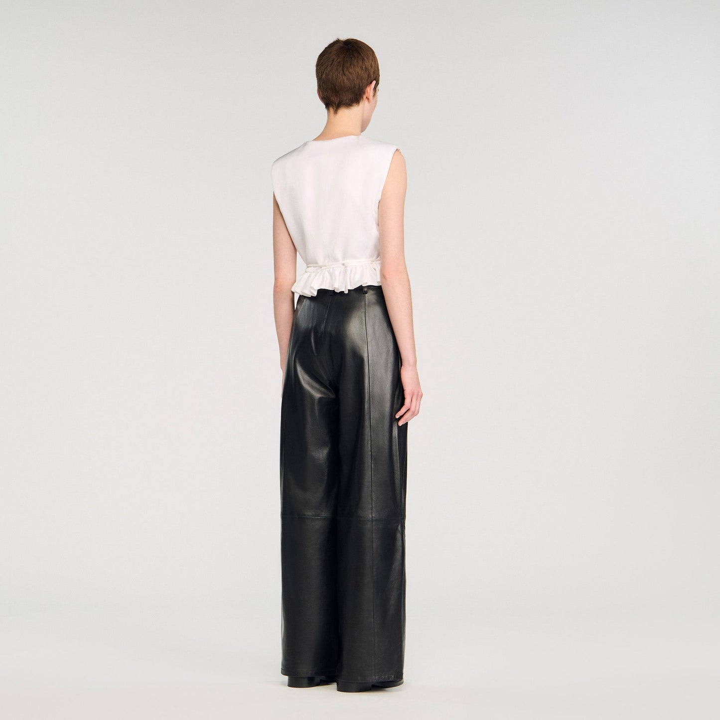 Anatole Ruffled Crop Top Ecru