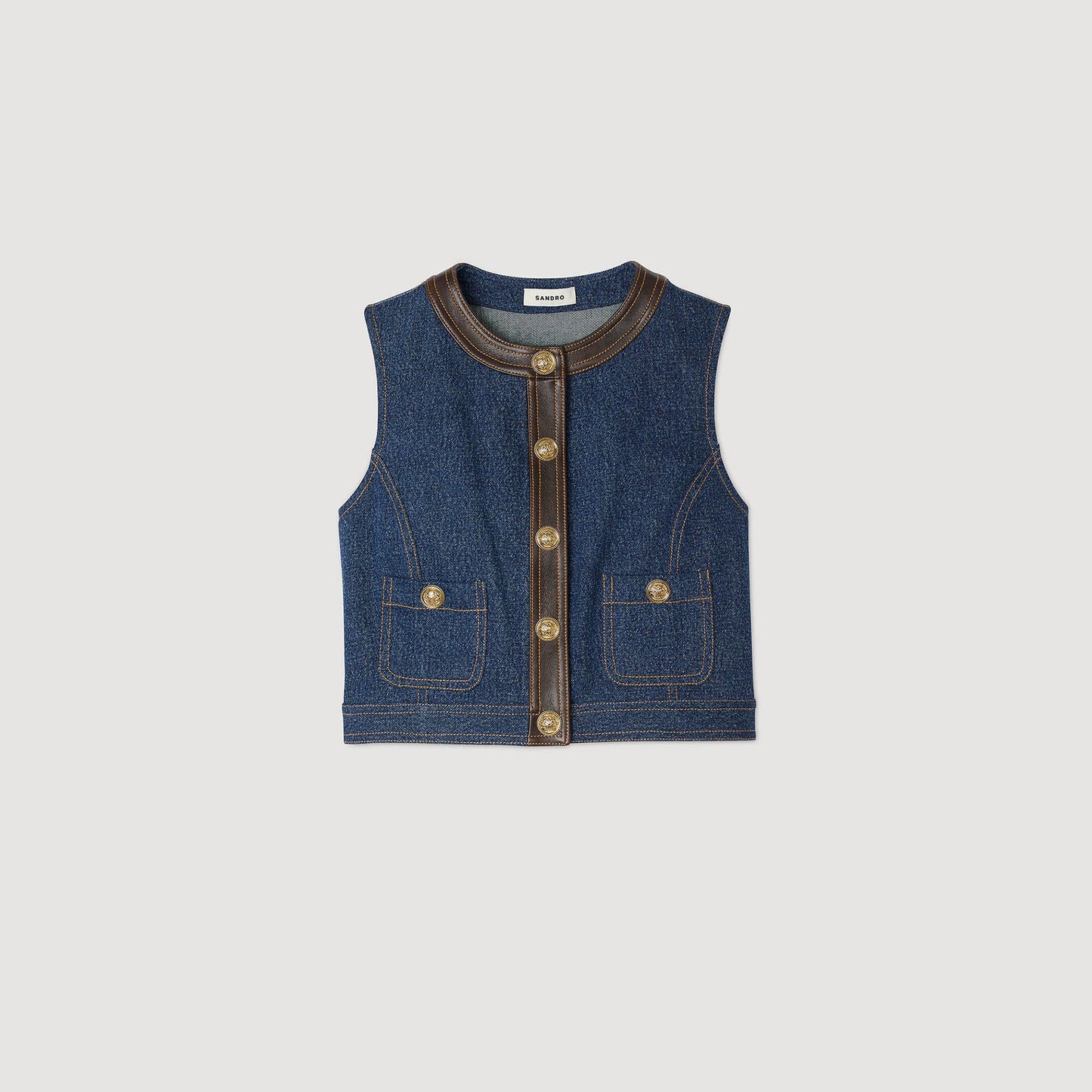 Portland Denim And Leather Top Dark Blue