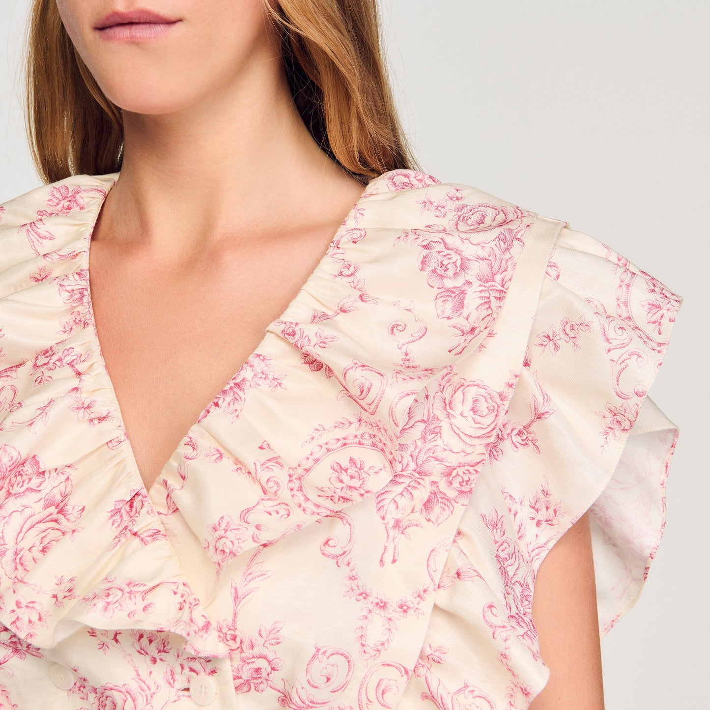 Sydney Floral Print Crop Top Pink / Ecru
