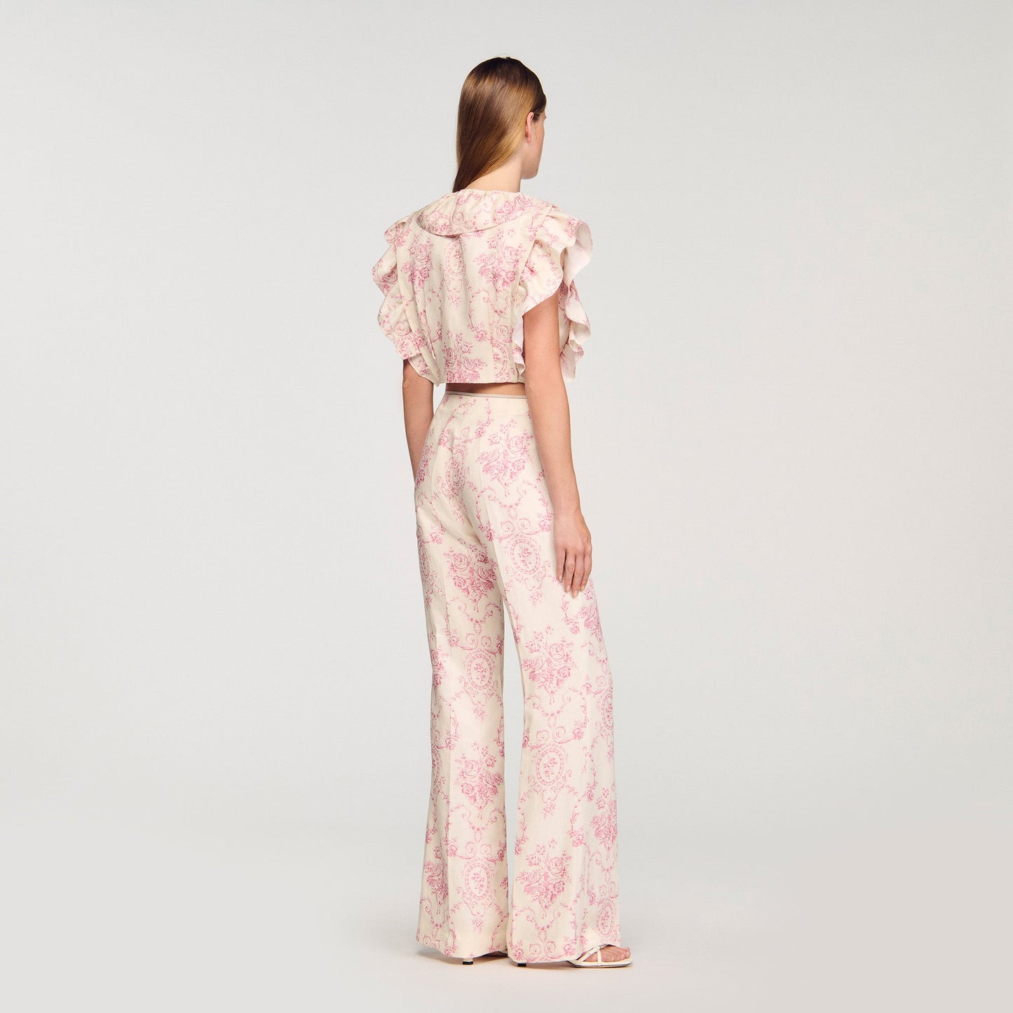 Sydney Floral Print Crop Top Pink / Ecru