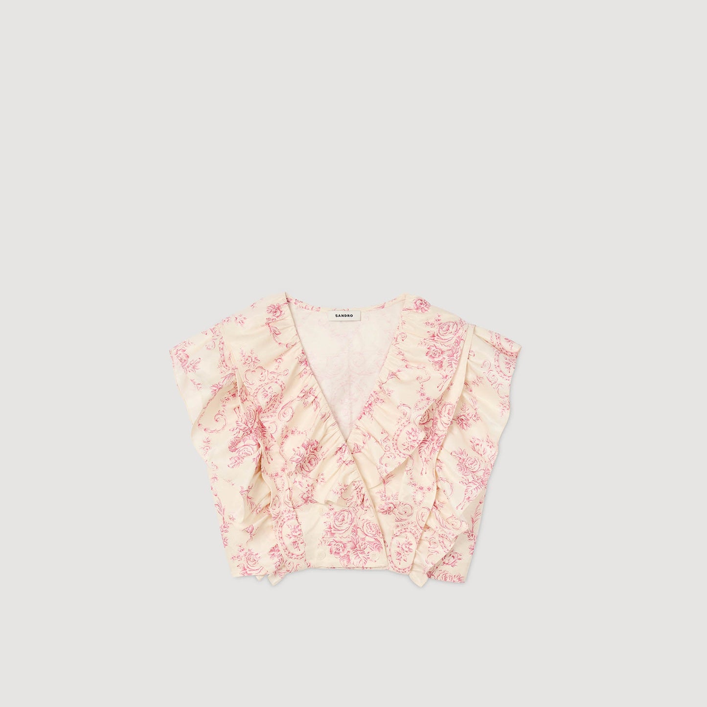 Sydney Floral Print Crop Top Pink / Ecru
