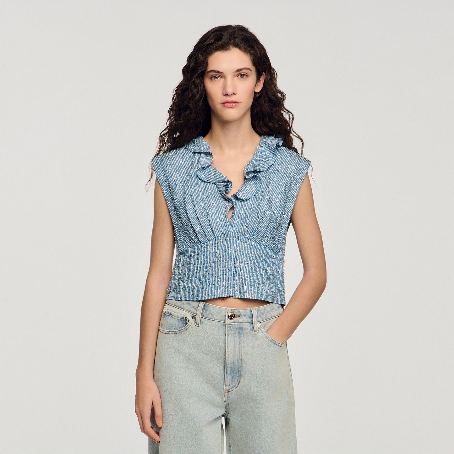 Iseo Sequin Top Blue