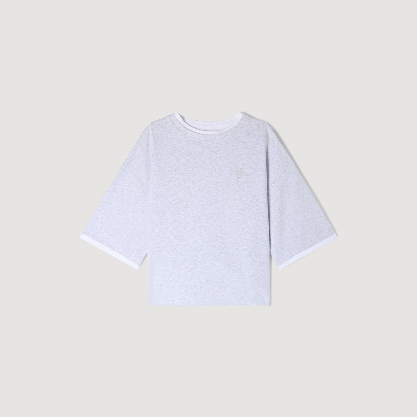 Thileo Embroidered Logo Cotton T-Shirt Grey