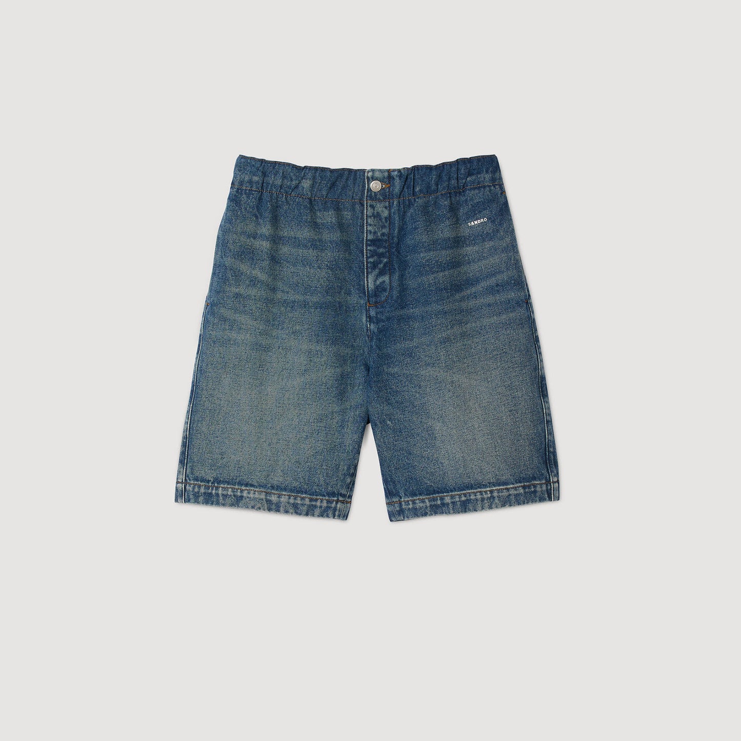 Denim Short Logo Elasticated Denim Shorts Blue Vintage - Denim