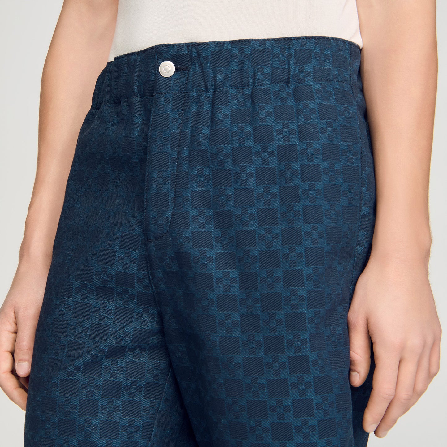 Denim Cross Short Square Cross Denim Shorts Navy Blue