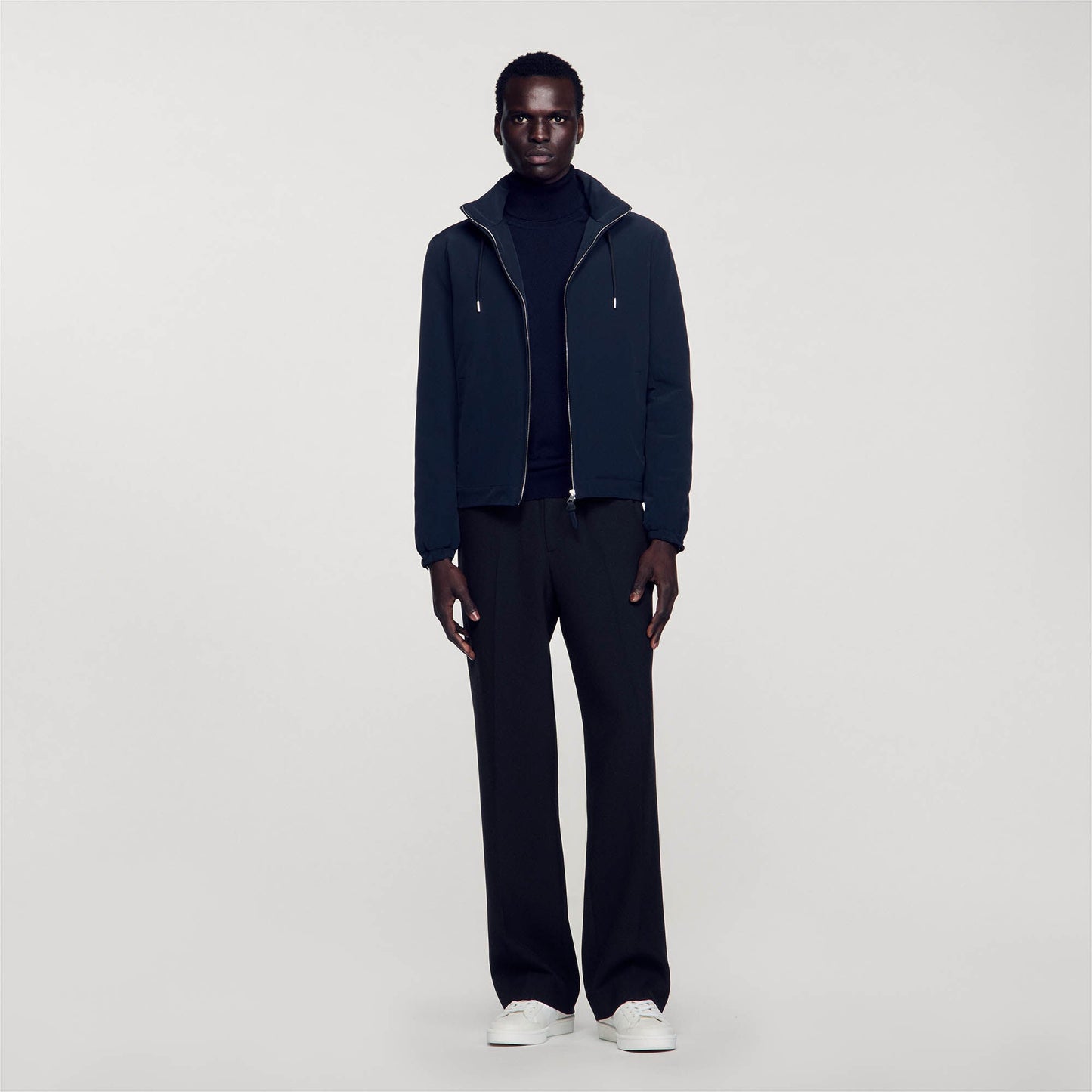 Zip-Up Hooded Jacket Navy Blue