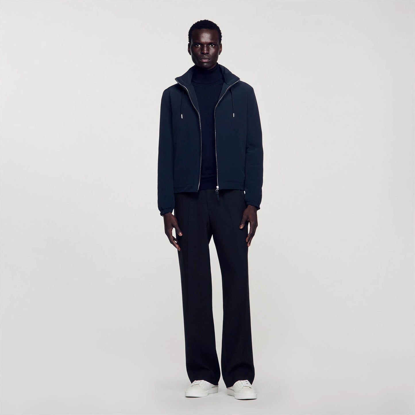 Zip-Up Hooded Jacket Navy Blue