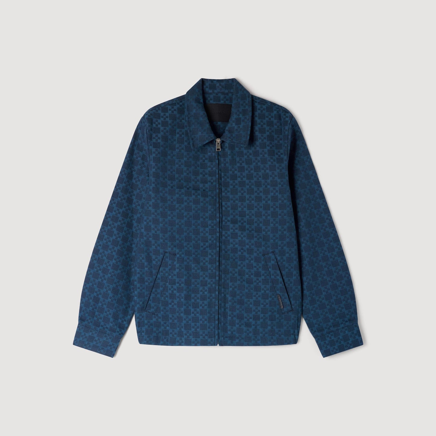 Fitted Cross Jacket Square Cross Denim Jacket Navy Blue