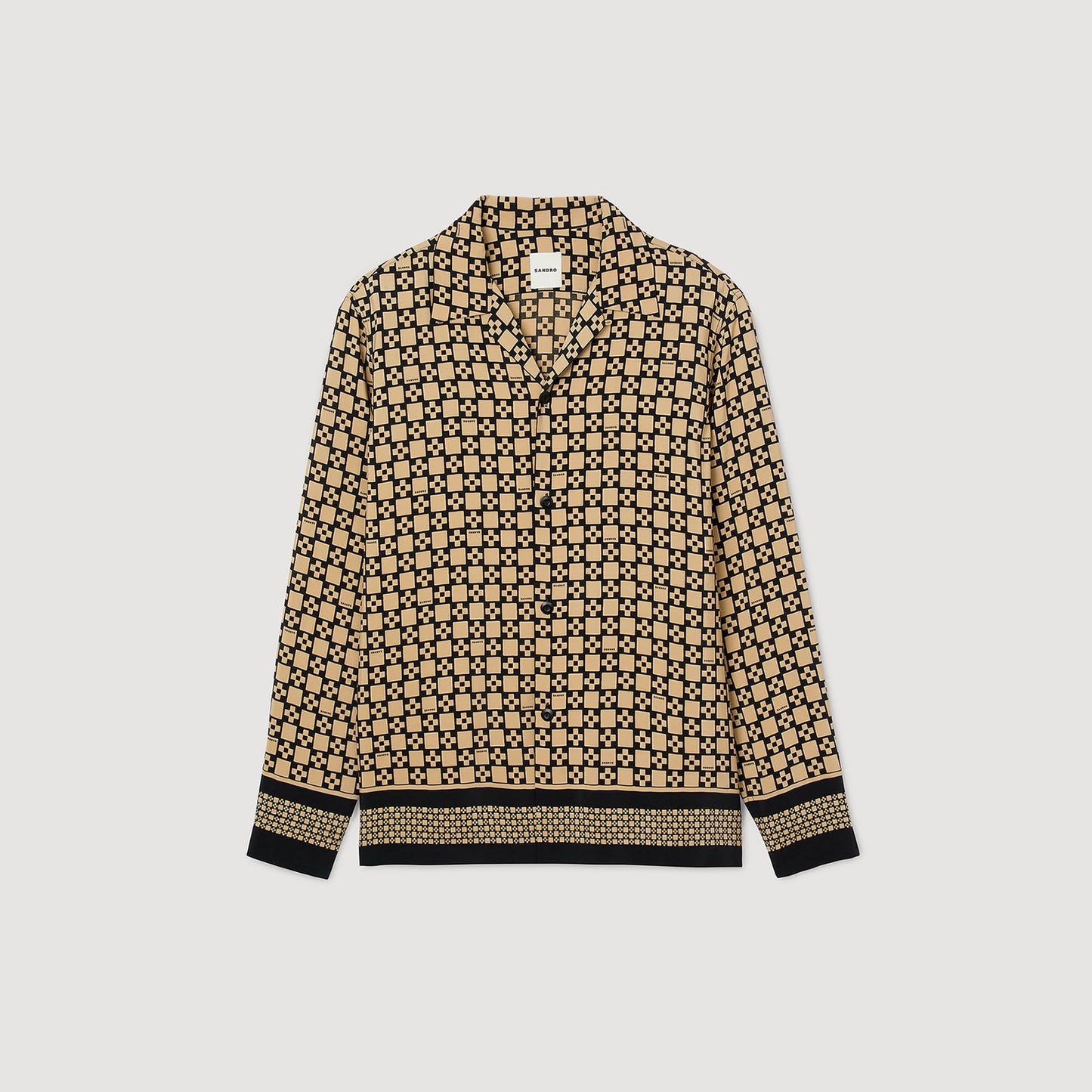 Square Cross Ml Printed Loose-Fit Shirt Beige