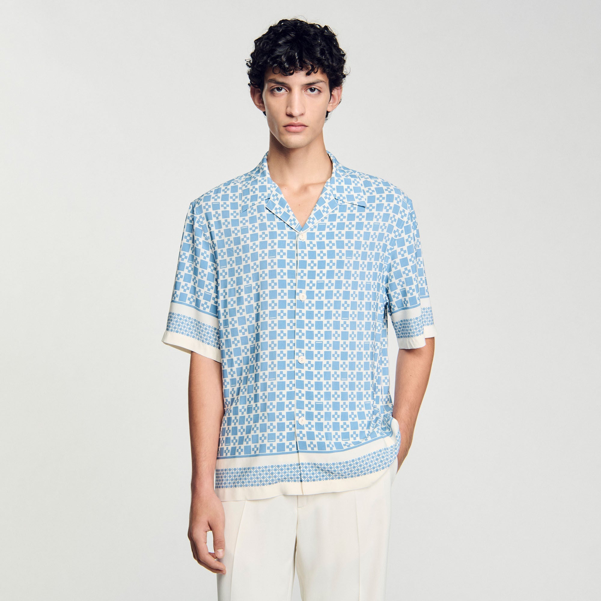 Cross Mc Square Cross Motif Flowing Blouse Bluesky Bluesky