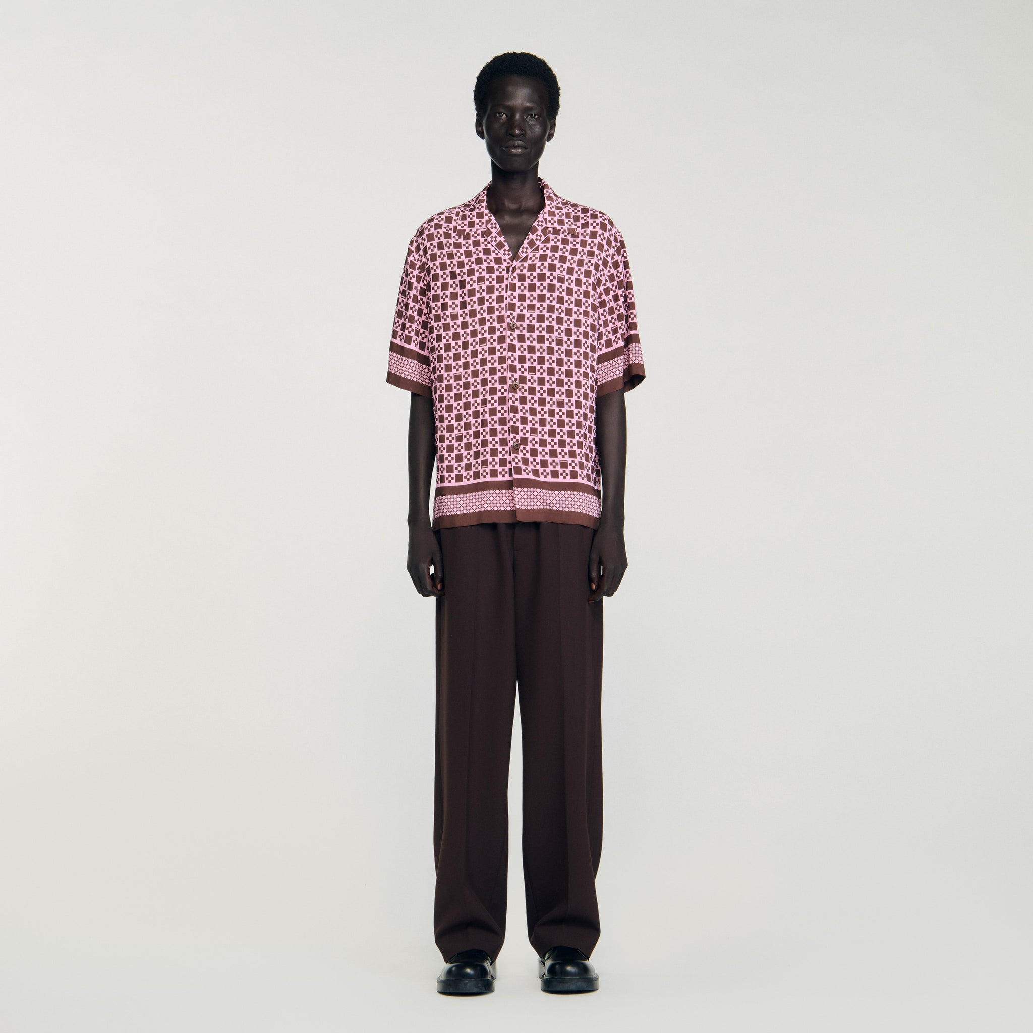 Cross Mc Square Cross Motif Flowing Blouse Baby Pink