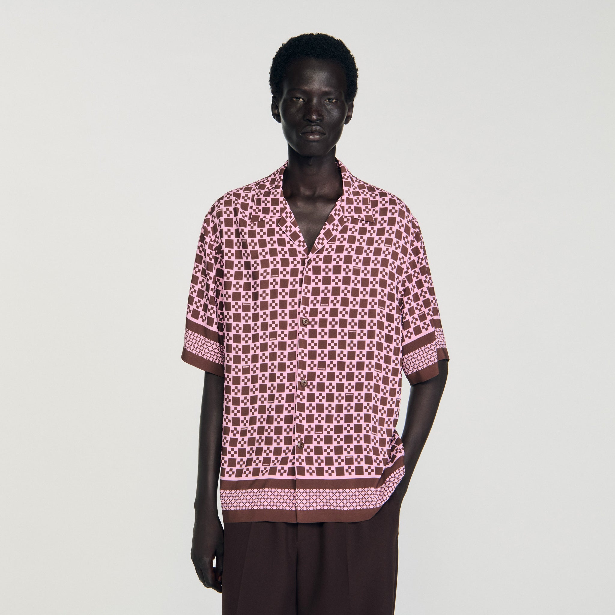 Cross Mc Square Cross Motif Flowing Blouse Baby Pink