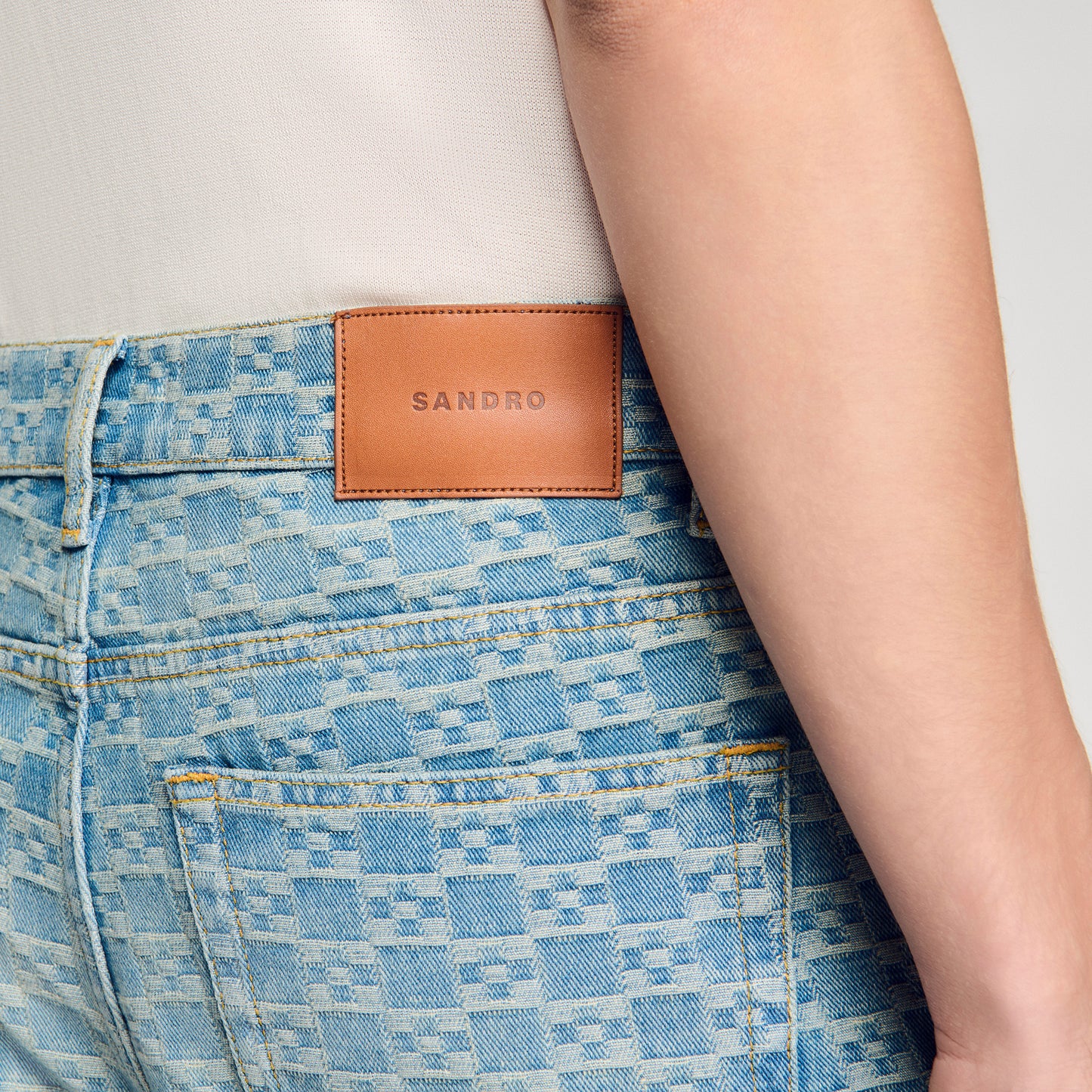 Regular Sanded Cross Regular-Fit Square Cross Jeans SKY BLUE