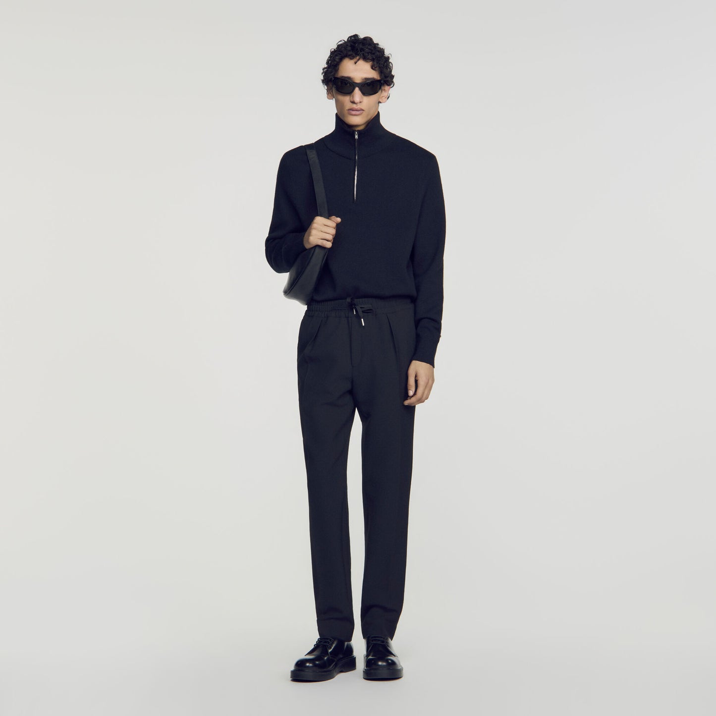 Jersey Pli Elastic waist Trousers Black
