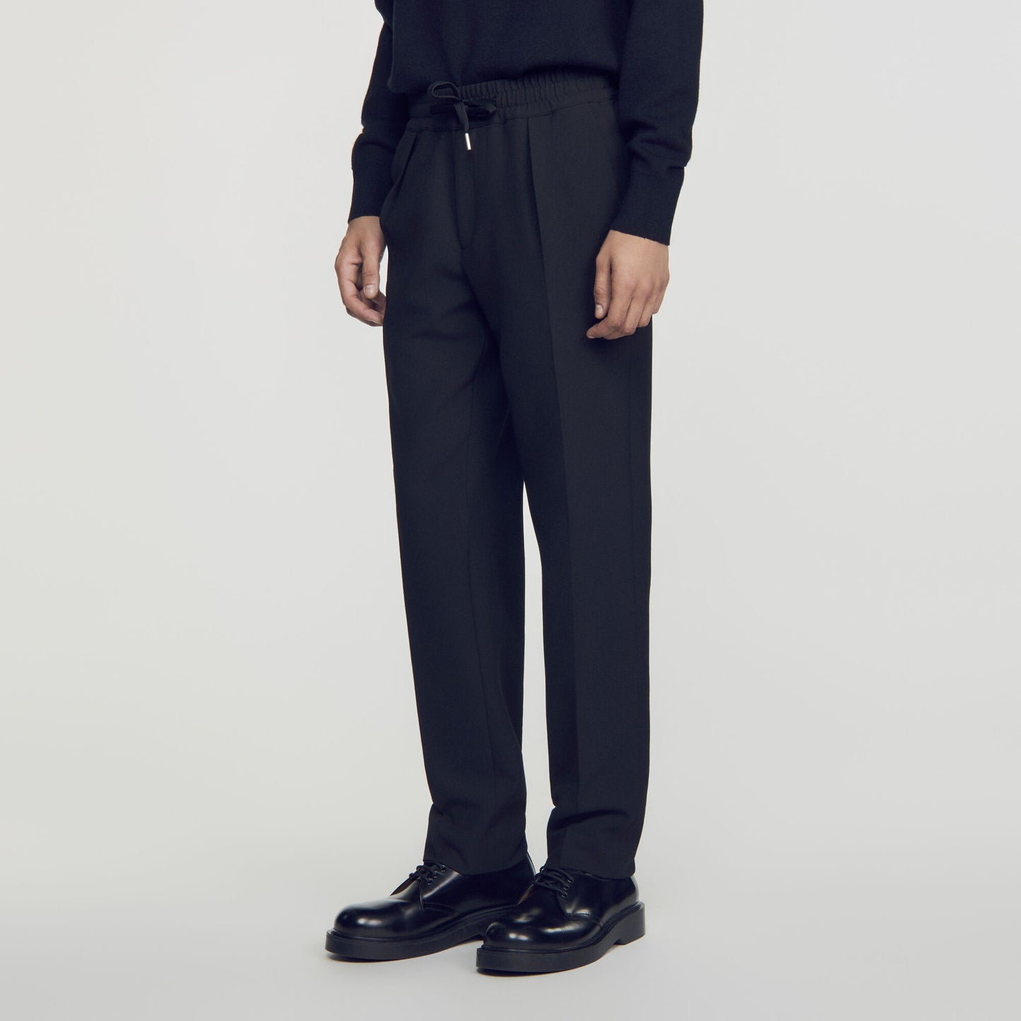 Jersey Pli Elastic waist Trousers Black