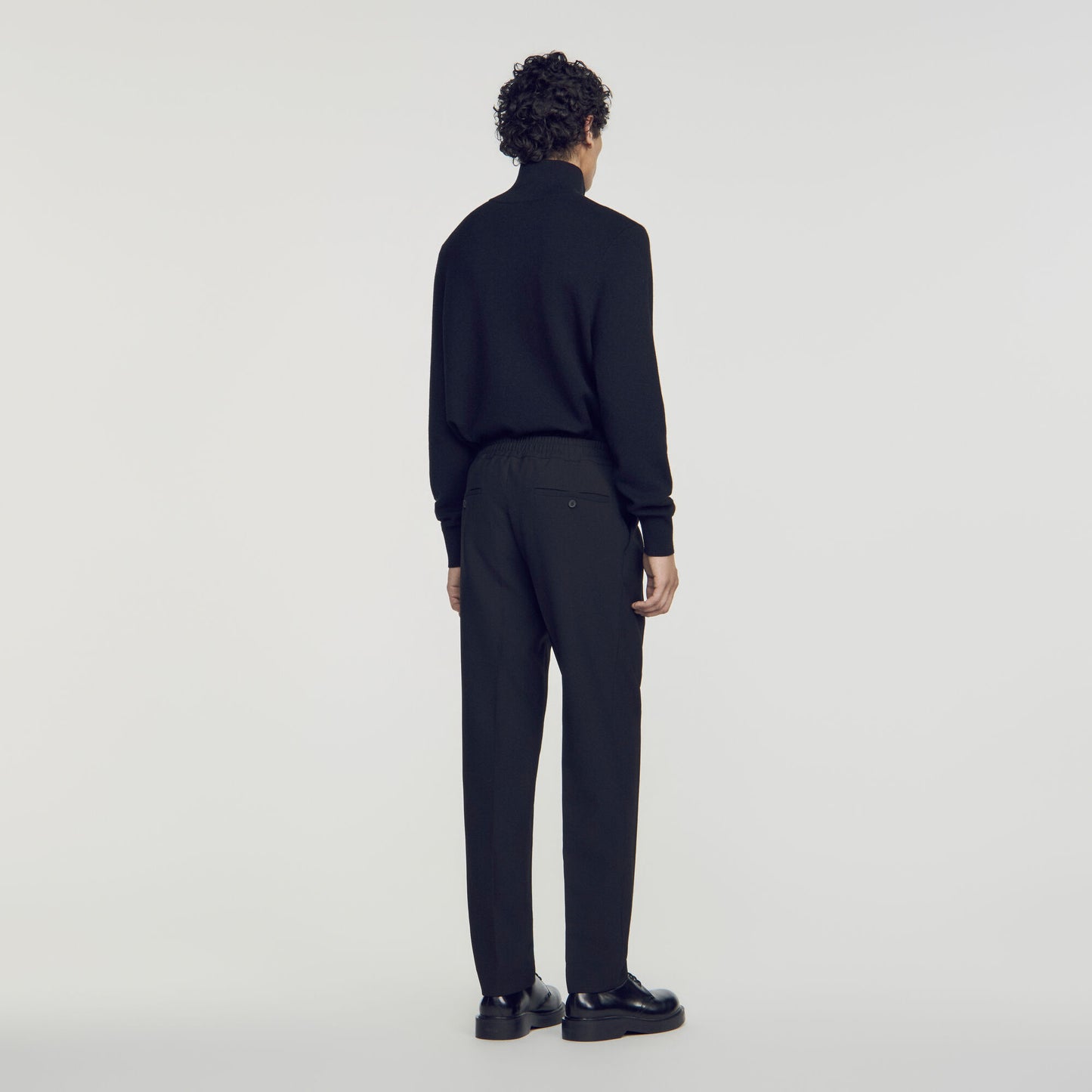 Jersey Pli Elastic waist Trousers Black