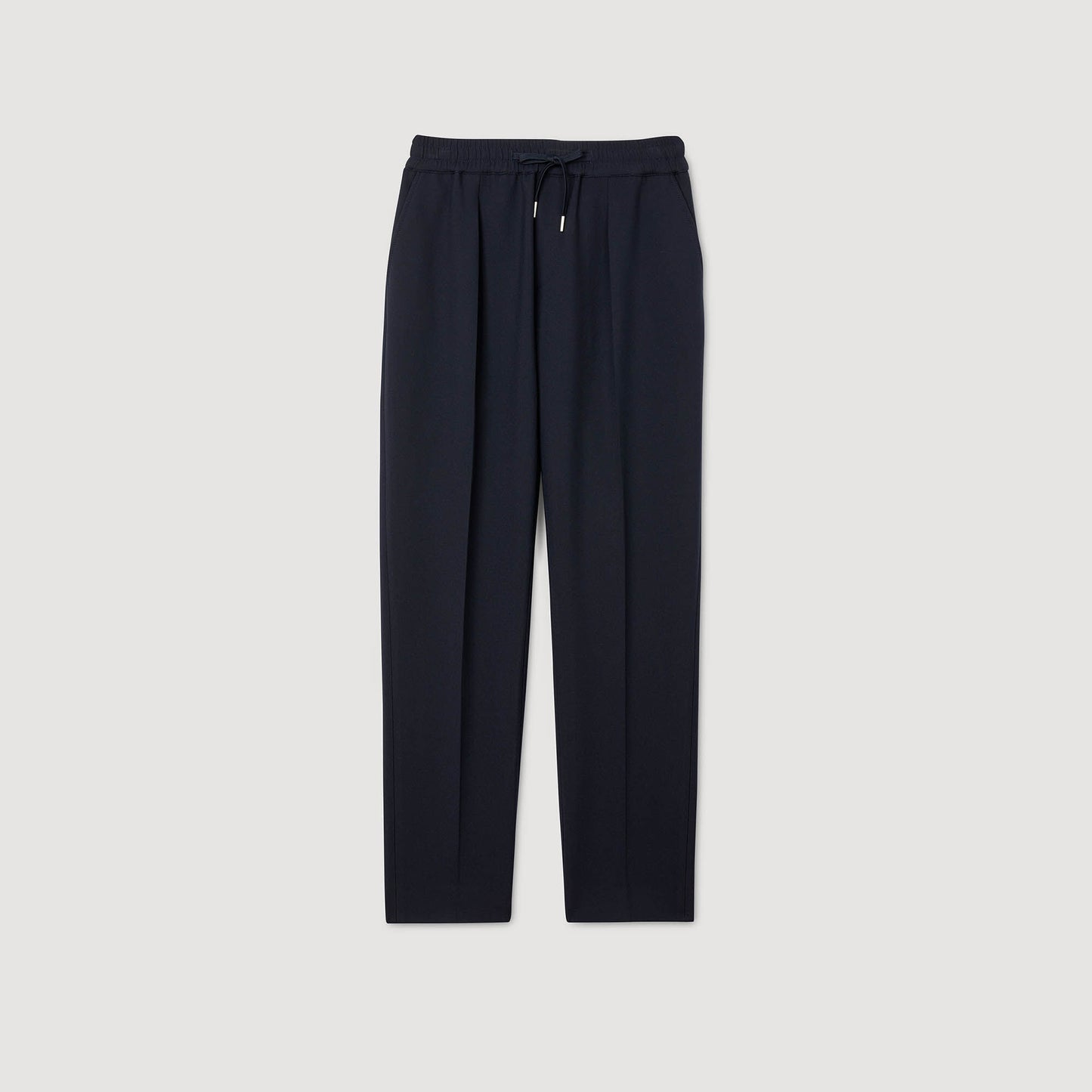 Jersey Pli Elasticated Straight-Leg Trousers Navy Blue