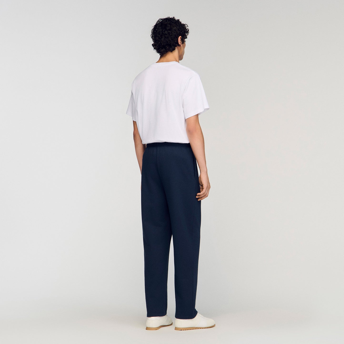 Sandro Logo Jogging Cotton Jogging Bottoms Navy Blue