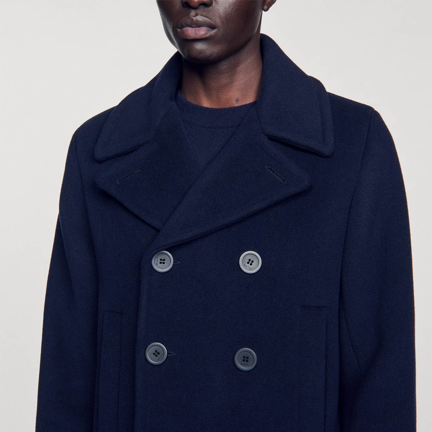 Sandro Coat Navy Blue