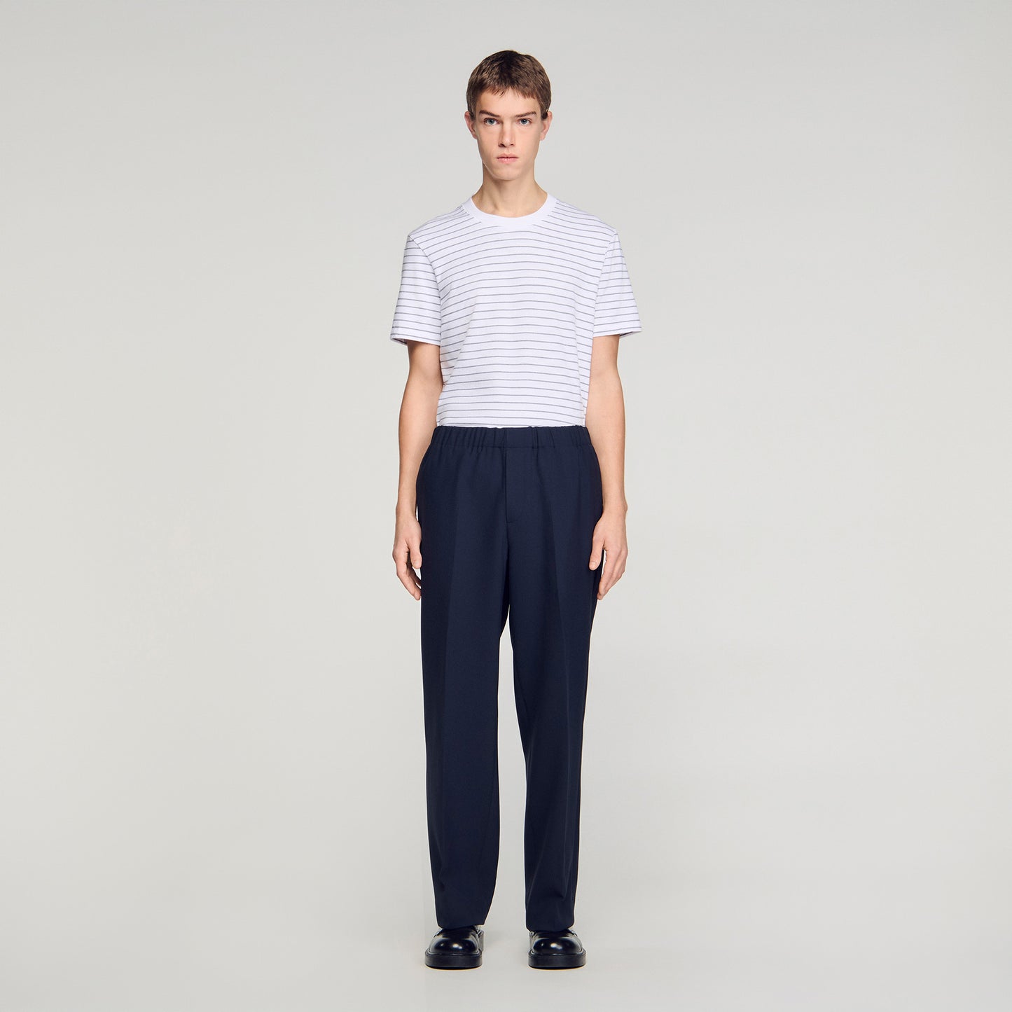 Large Jersey Wide-Leg Trousers Navy Blue