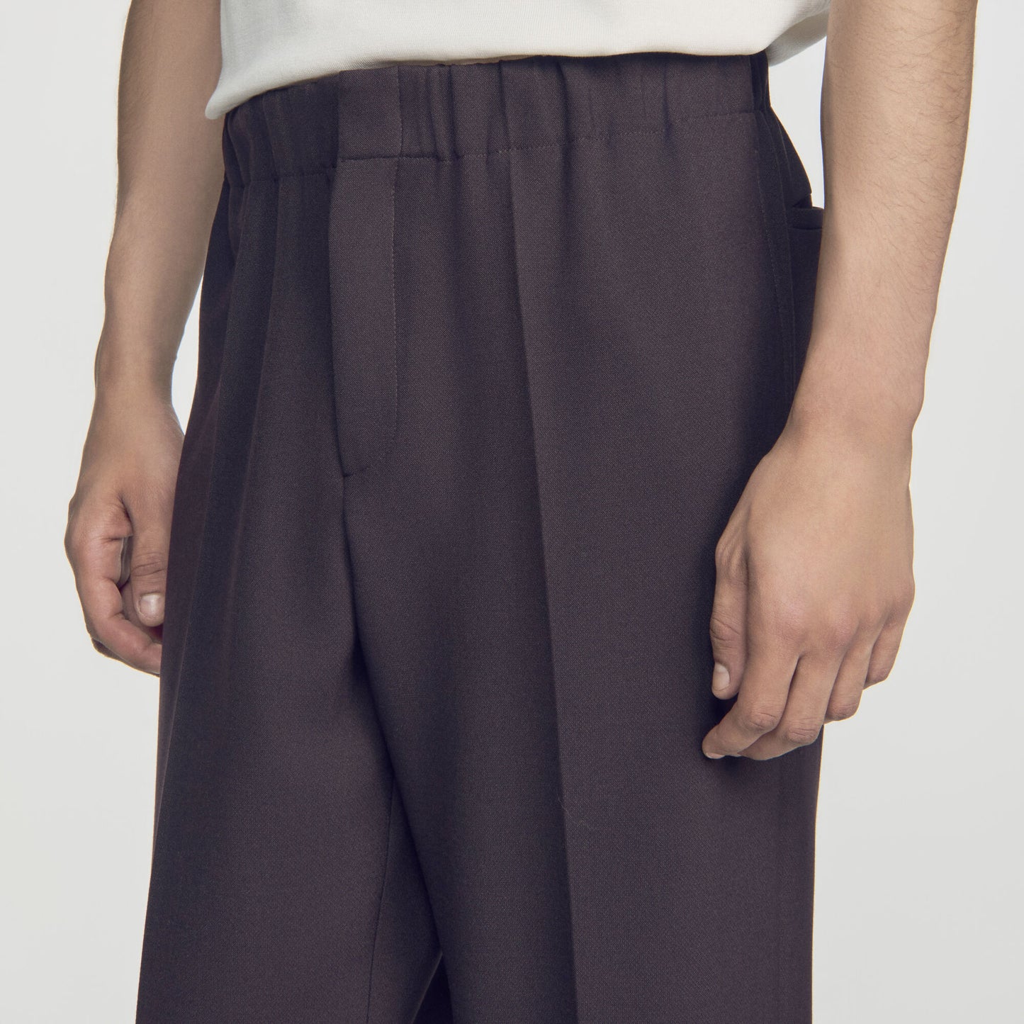 Large Jersey Straight Leg Trousers Dark Chocolate