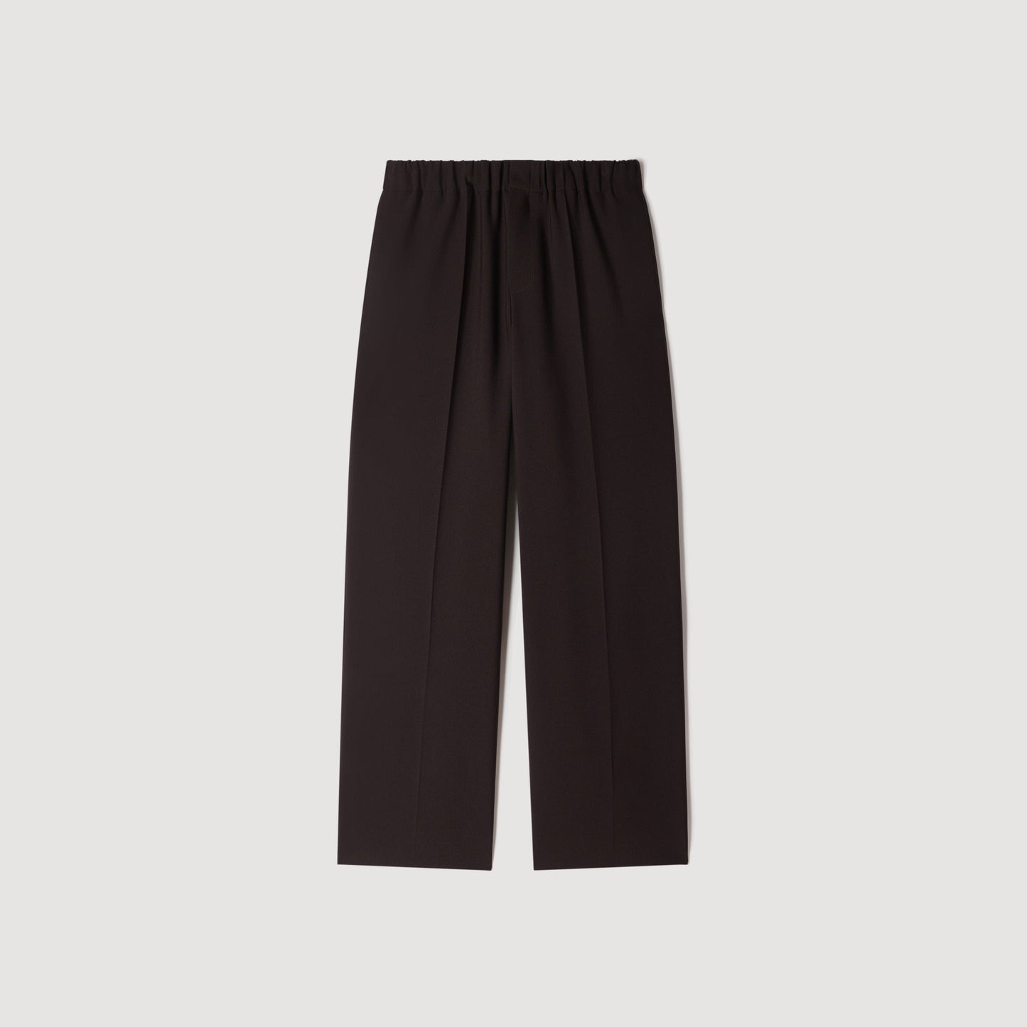 Large Jersey Straight Leg Trousers Dark Chocolate