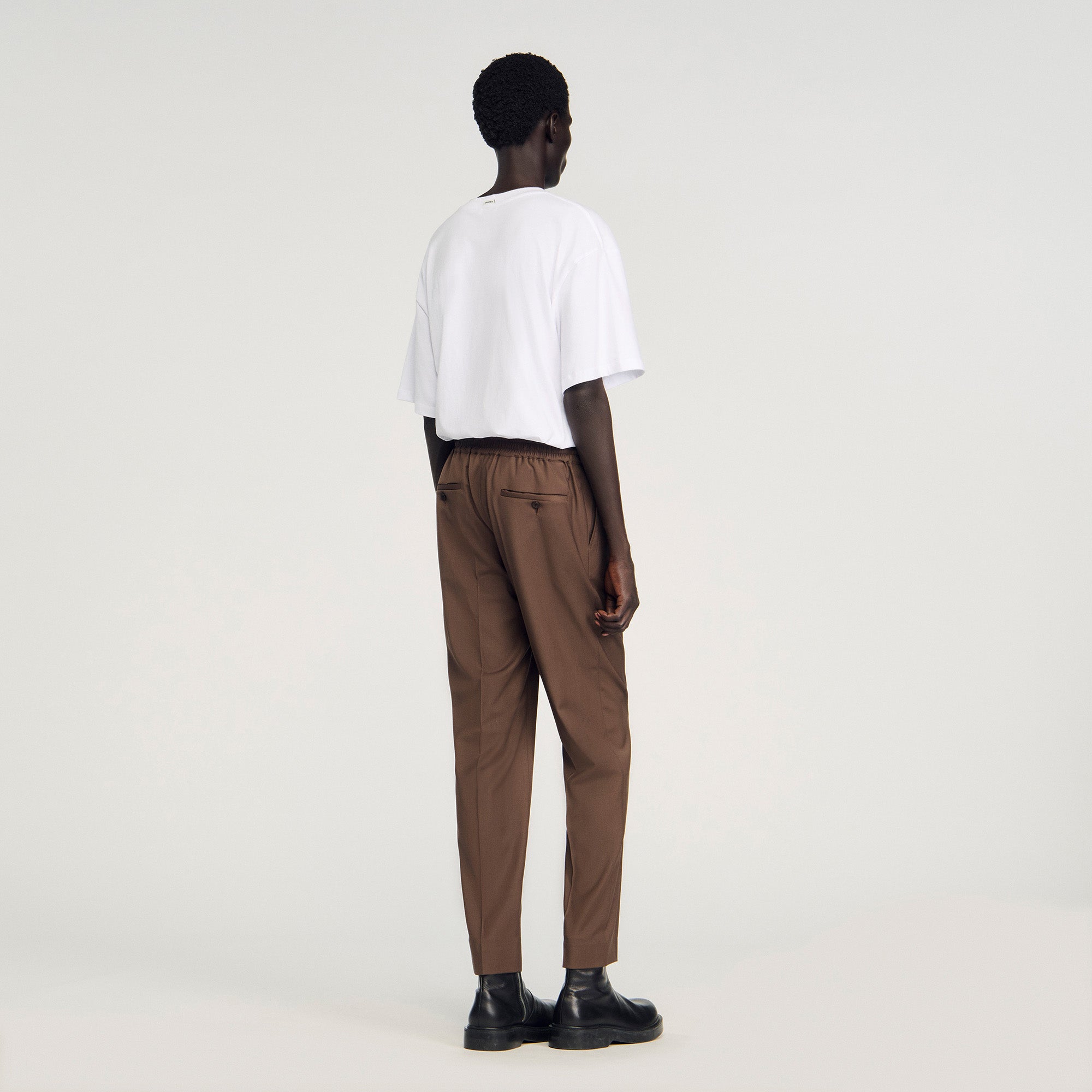 New Alpha Elasticated Straight-Leg Trousers Tobacco Brown