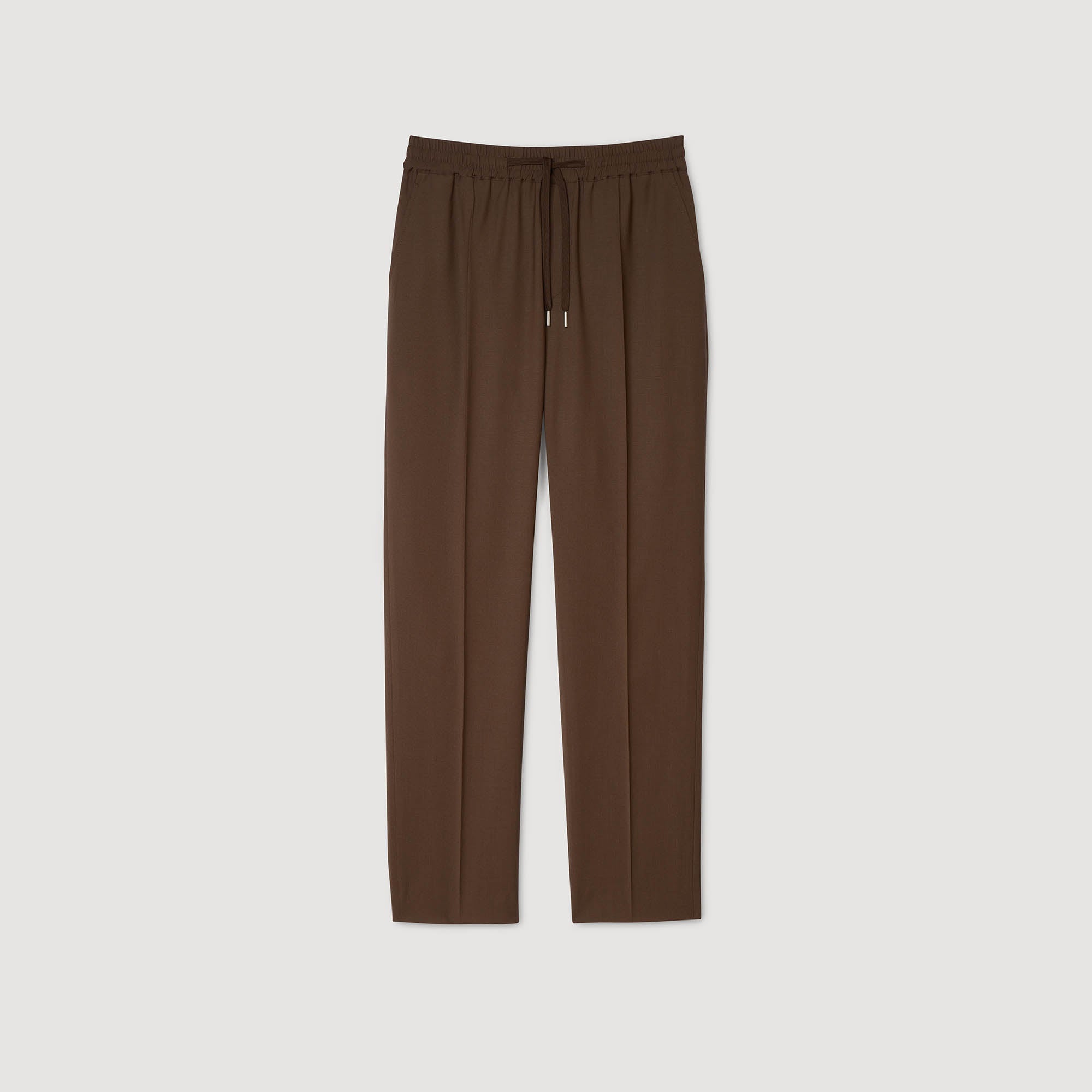 New Alpha Elasticated Straight-Leg Trousers Tobacco Brown