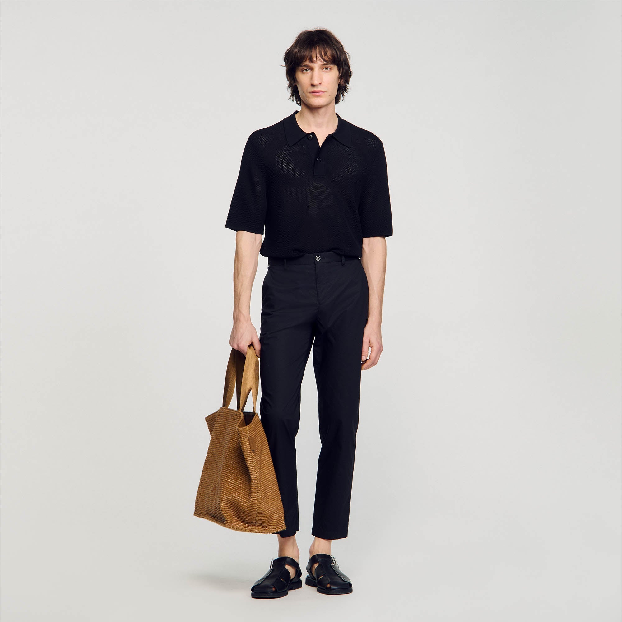 Cotton Carrot Cut  Trousers Black