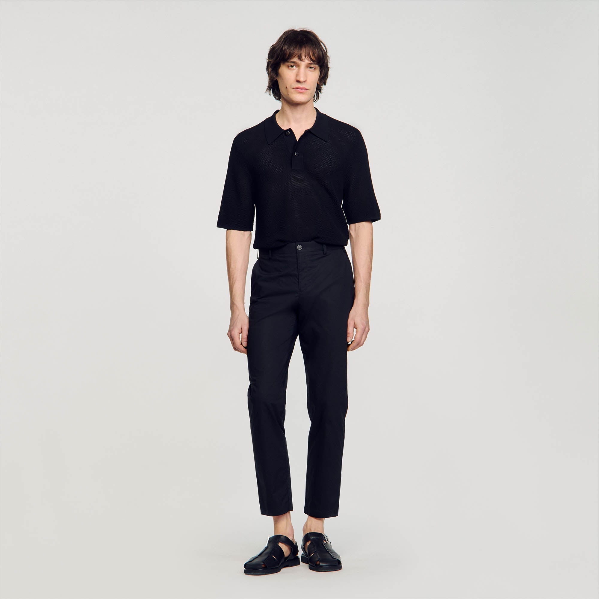 Cotton Carrot Cut  Trousers Black