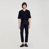 Cotton Carrot Cut  Trousers Black