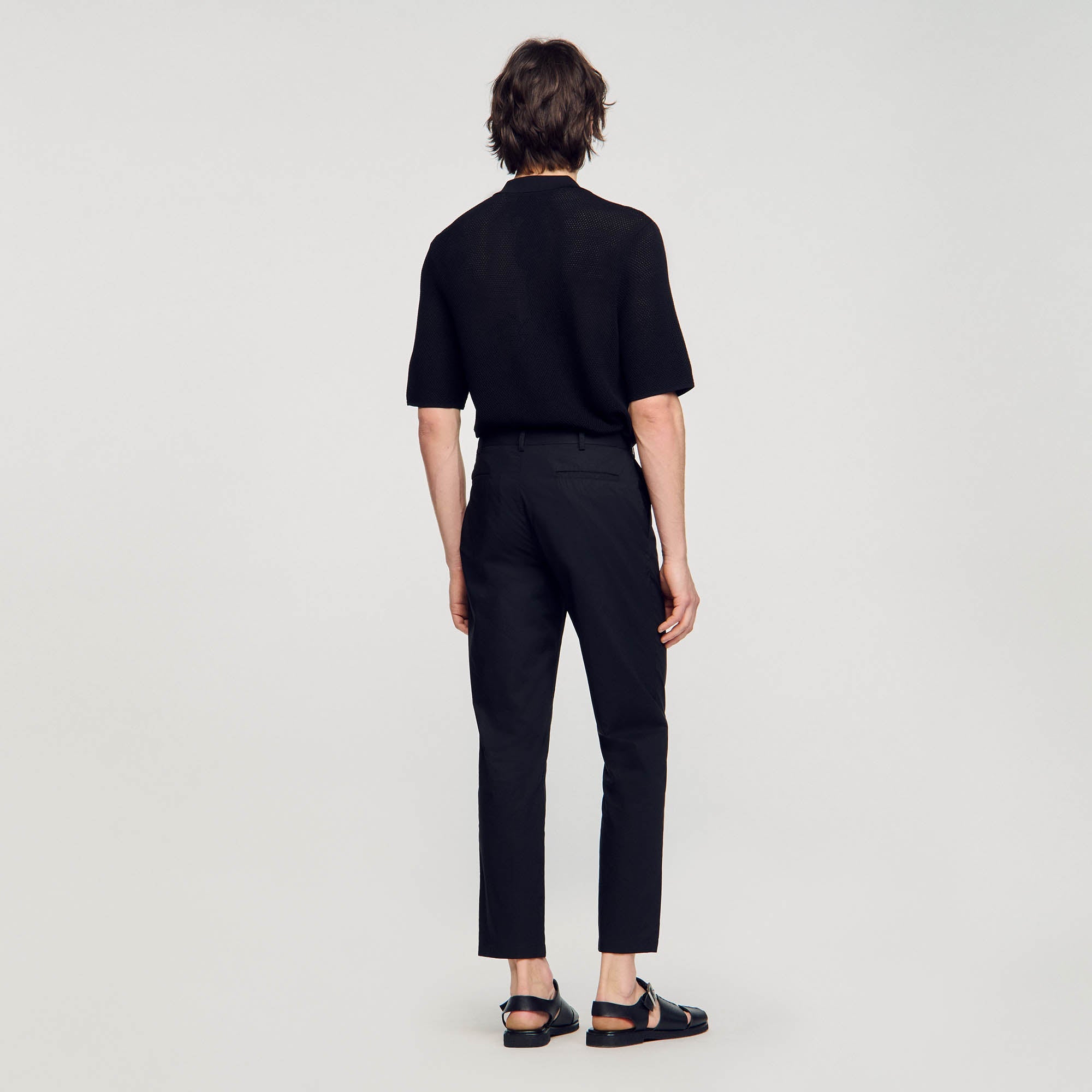 Cotton Carrot Cut  Trousers Black