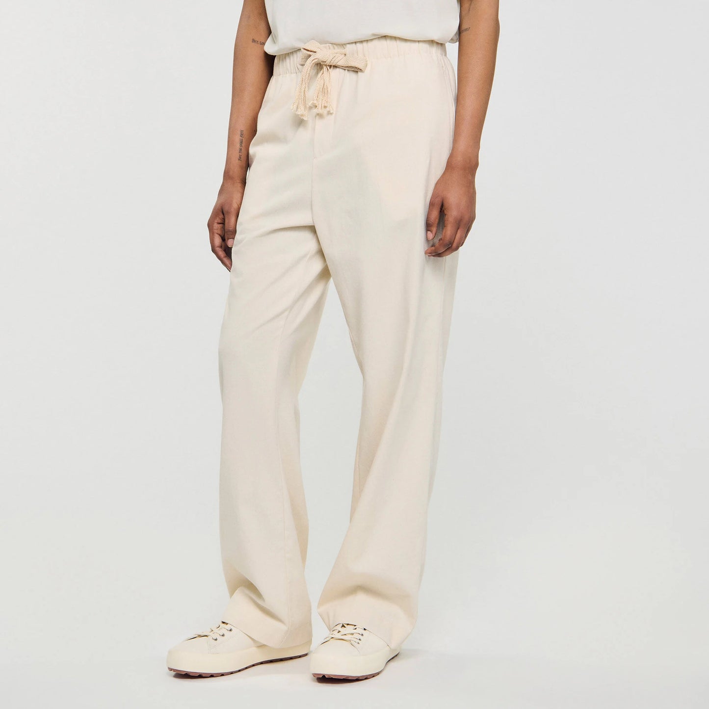 Rope Pant Wide-Leg Elasticated Cotton Trousers Butter Cream
