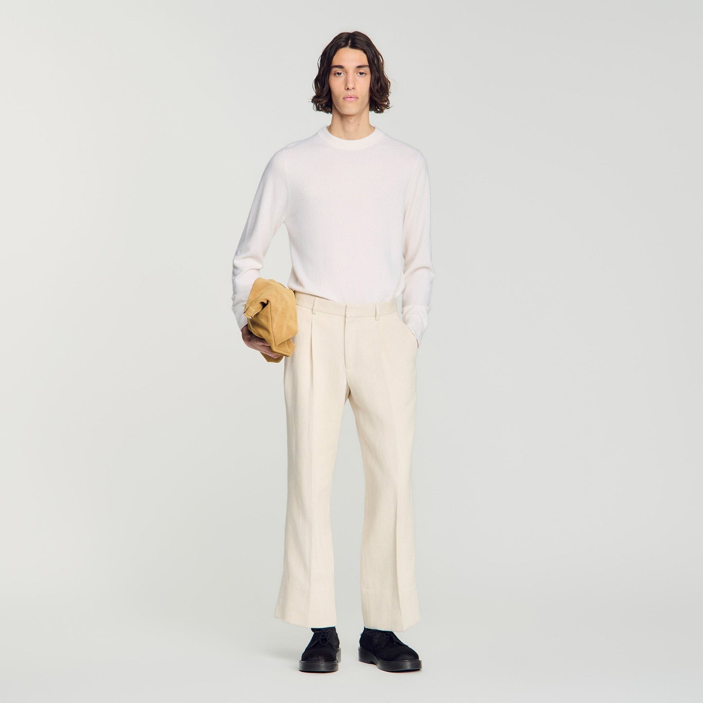 Pierre Pants Linen Straight Leg Trousers Ecru