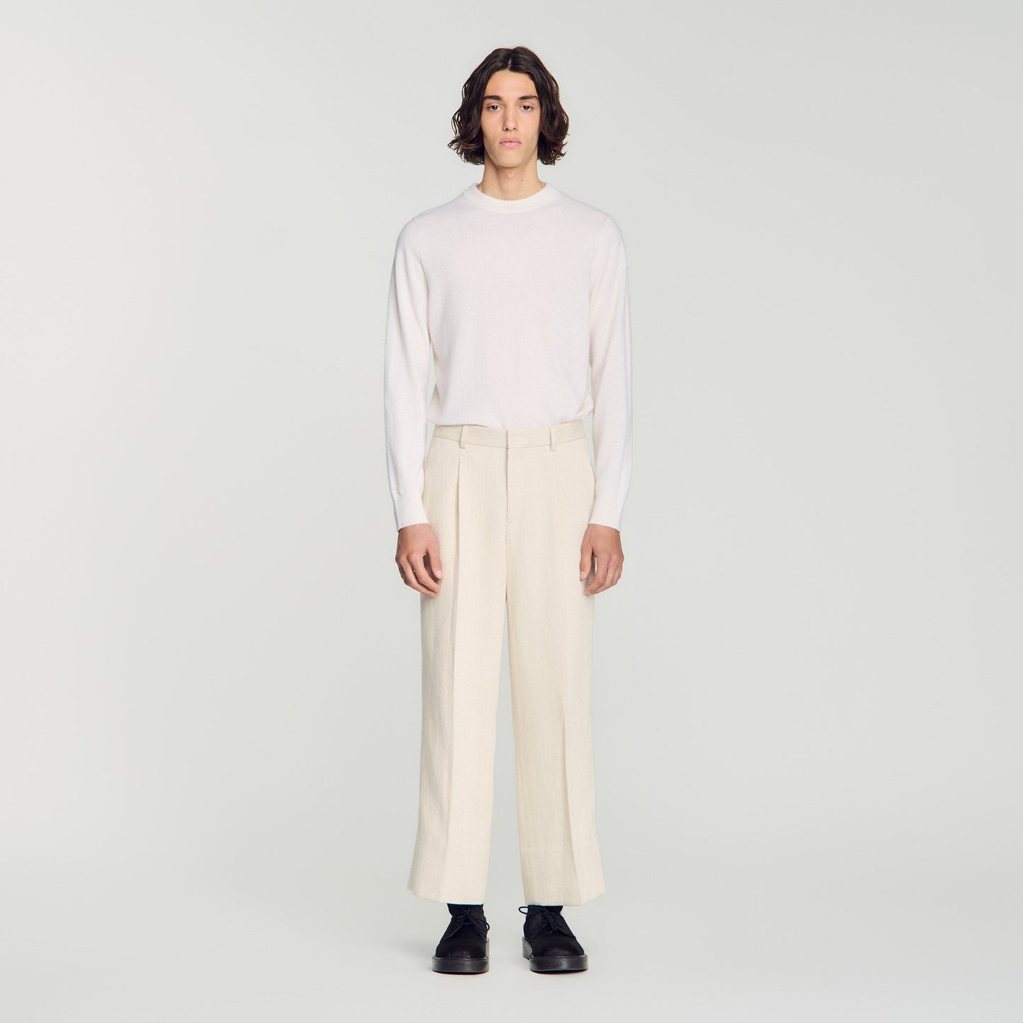 Pierre Pants Linen Straight Leg Trousers Ecru