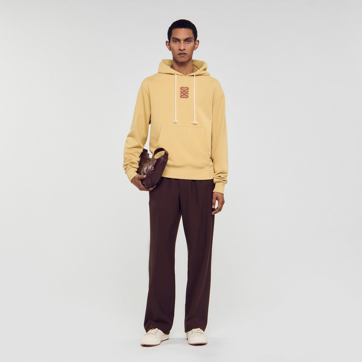 Hoodie Patch 4S Leather Patch Sweatshirt Ocher Yellow