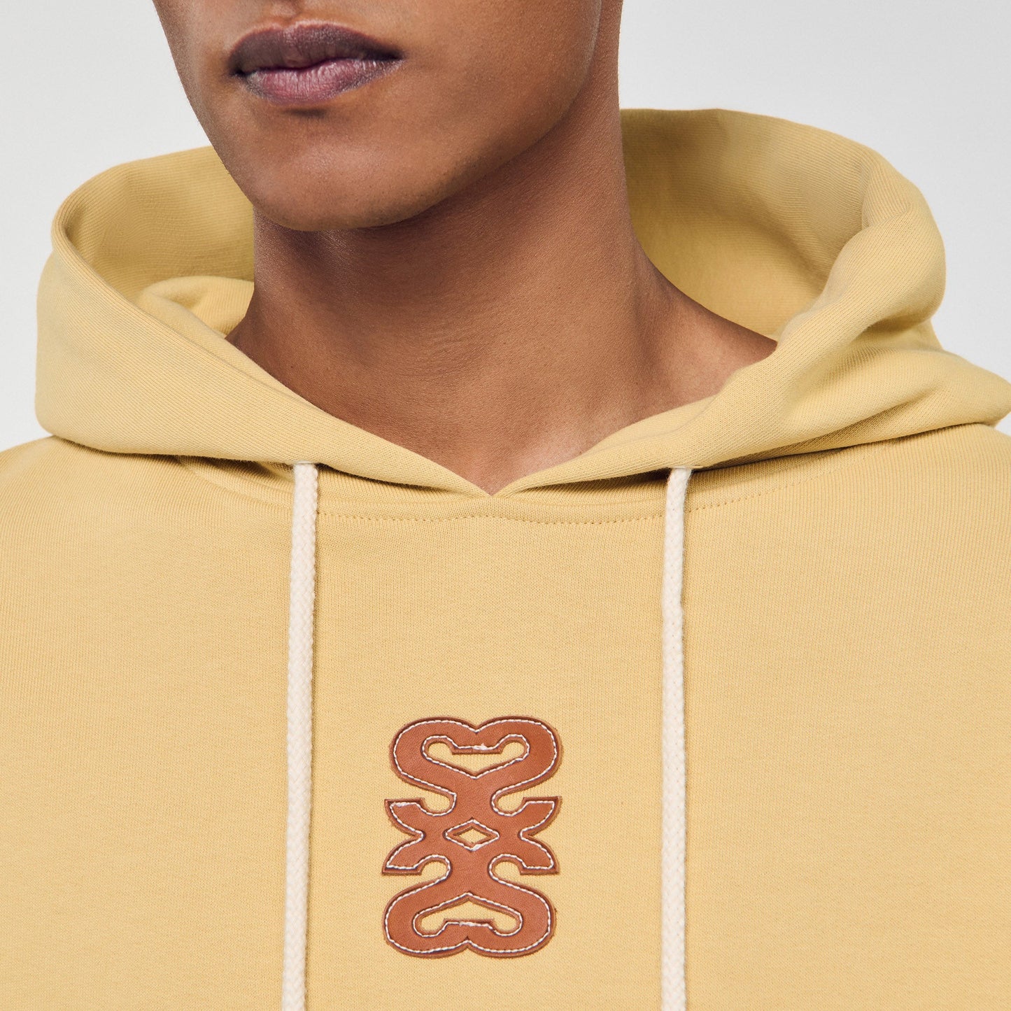 Hoodie Patch 4S Leather Patch Sweatshirt Ocher Yellow