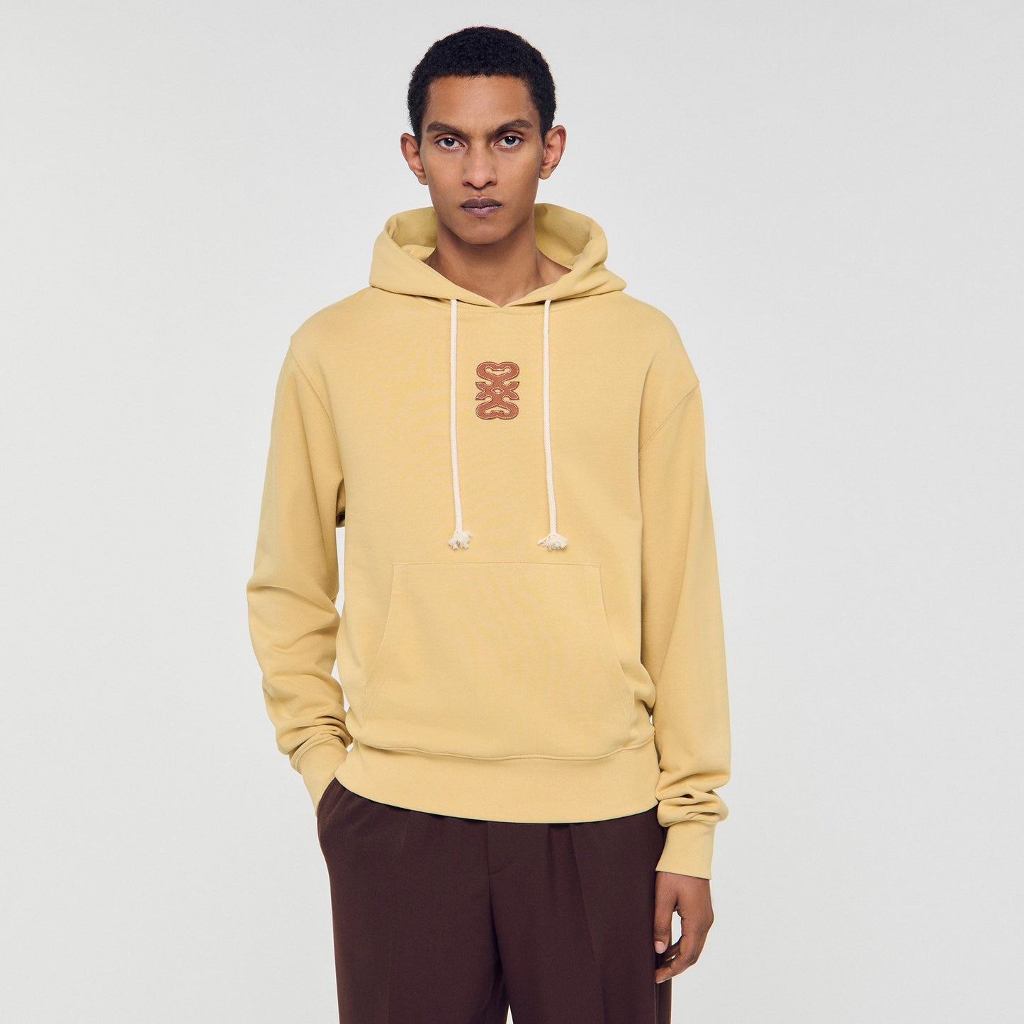 Hoodie Patch 4S Leather Patch Sweatshirt Ocher Yellow