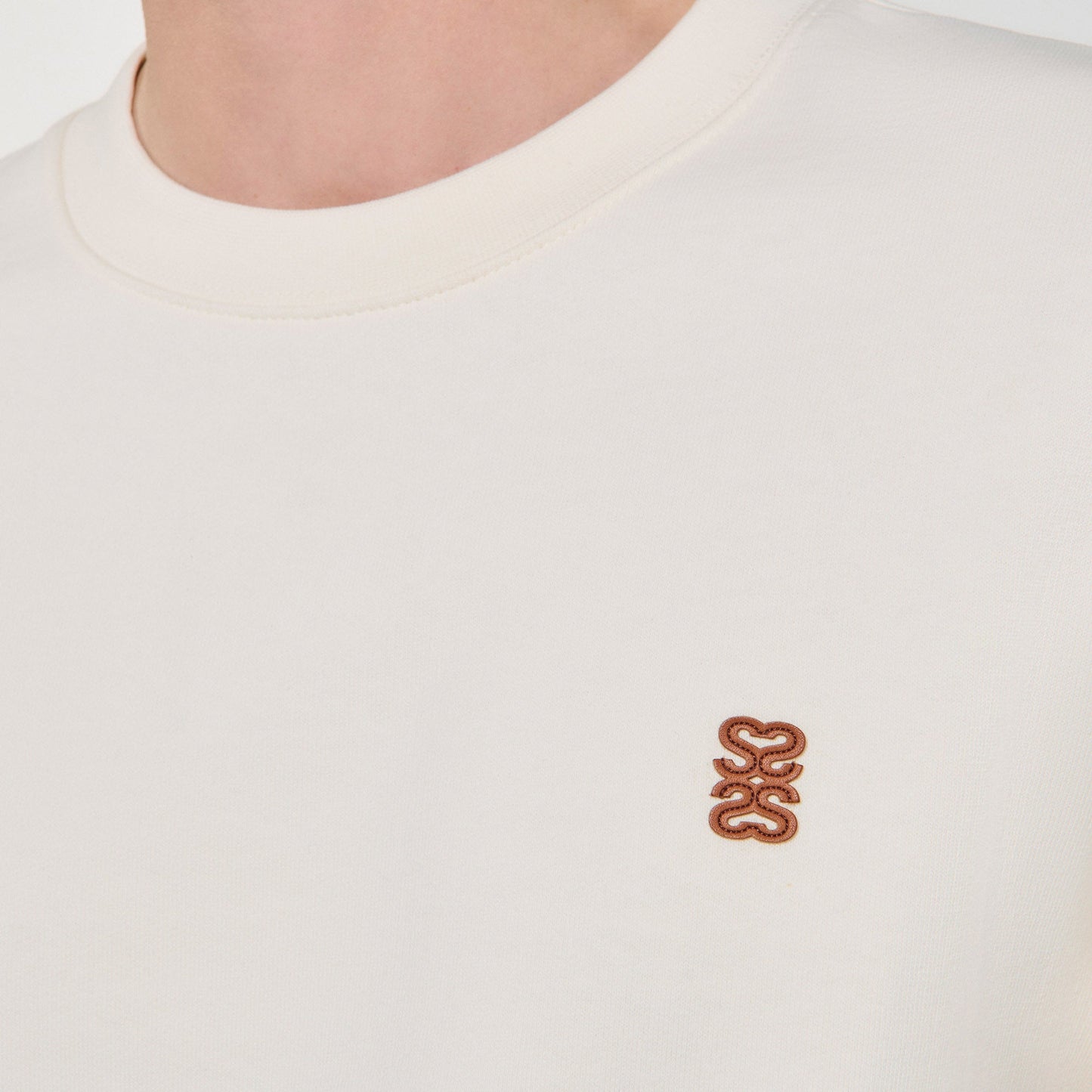 Crewneck Patch 4S Oversized Sweatshirt With Leather Patch Butter Cream