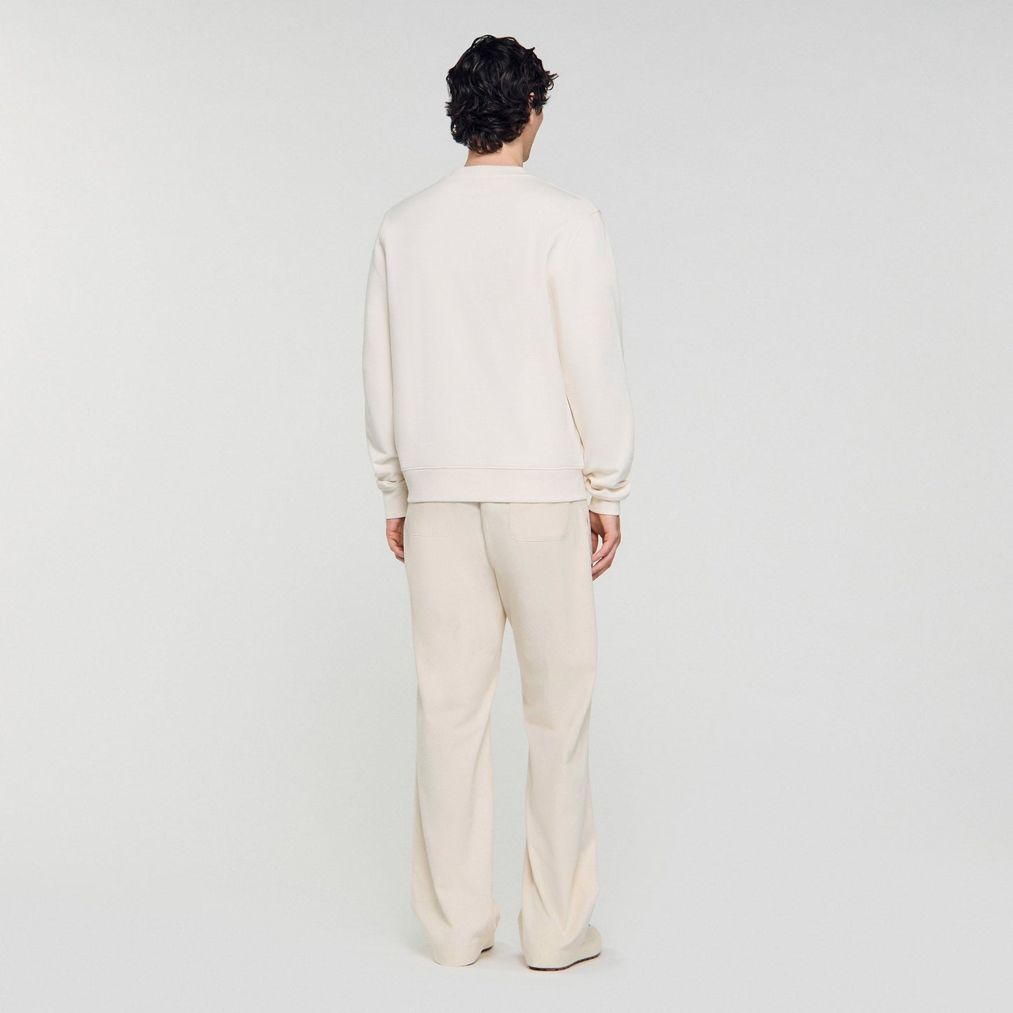 Crewneck Patch 4S Oversized Sweatshirt With Leather Patch Butter Cream